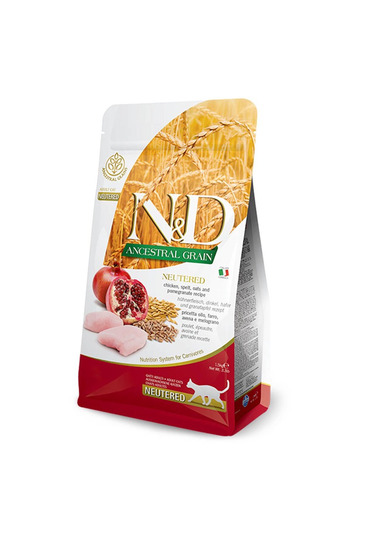 N&D Az Tahıllı Tavuk&Nar Kısır Kedi Maması 1,5 KG