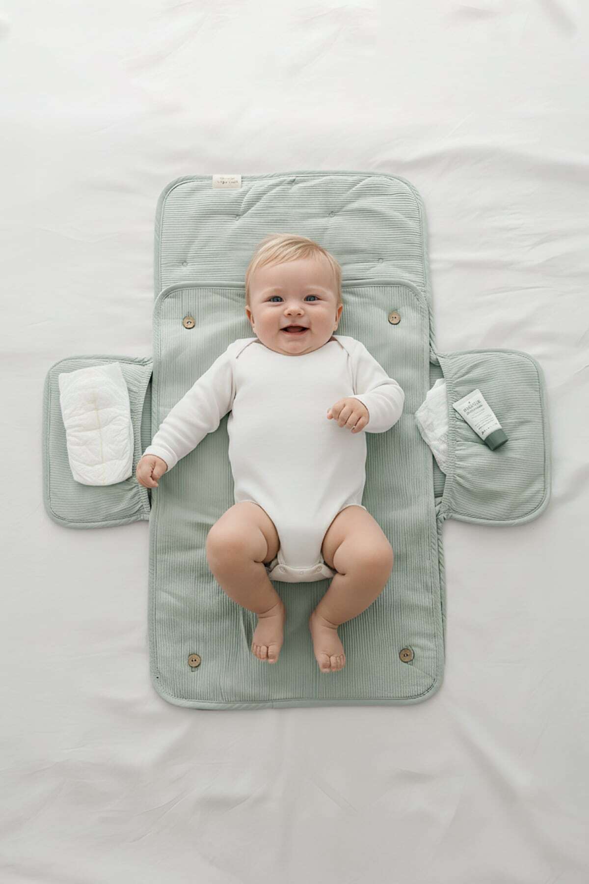 EcoCuddle Baby Anne Bebek Alt Açma Pedi - Yenidoğan ve Bebekler İçin Cepli Organizer & Su Geçirmez Alez