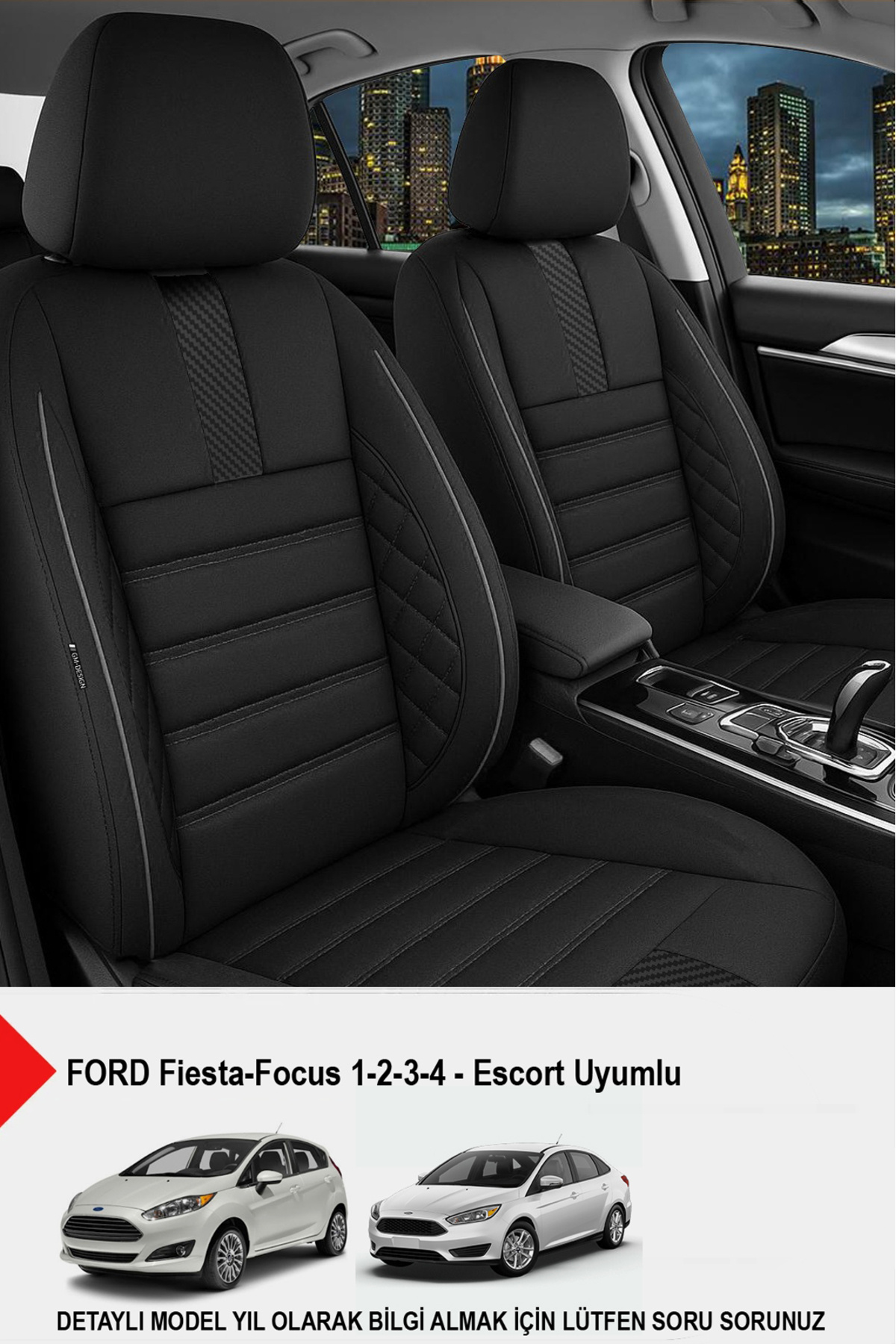 GM-DESIGN Dark Tay Tüyü Oto Koltuk Kılıfı-(FORD Focus-Fiesta-Escort İle Uyumlu)