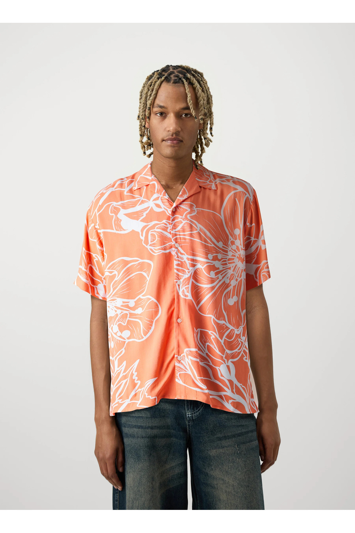 جک اند جونز پیراهن مردانه چند رنگ ریلکس JORJEFF GALLERY AOP RESORT SHIRT SS