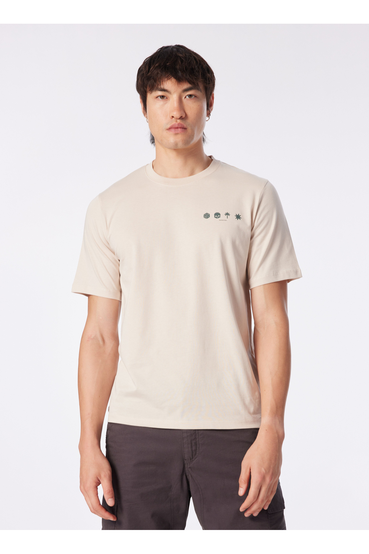 جک اند جونز تی شرت مردانه کرم گردن گرد JCOELMER TEE SS CREW NECK EXC