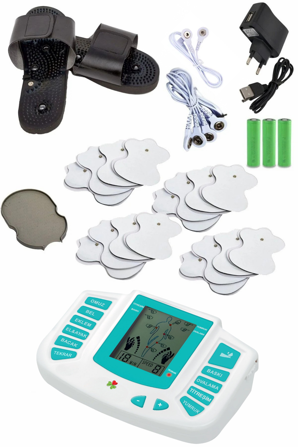 Fırsat Caddesi 16 Pedli Ve Terlikli Fizik Tedavi Tens Cihazı Masaj Aleti (Türkçe Menü)