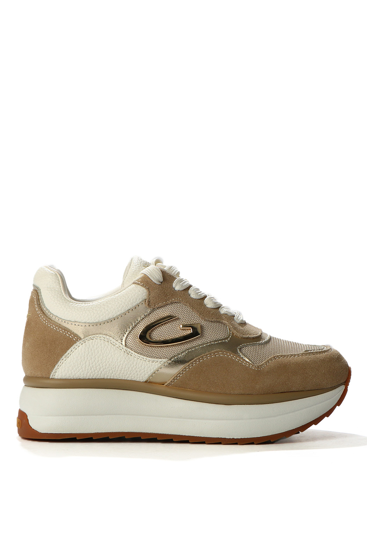 کفش کتانی زنانه چرم بنددار بژ Louise Chunky مدل G03G100026 ALBERTO GUARDIANI