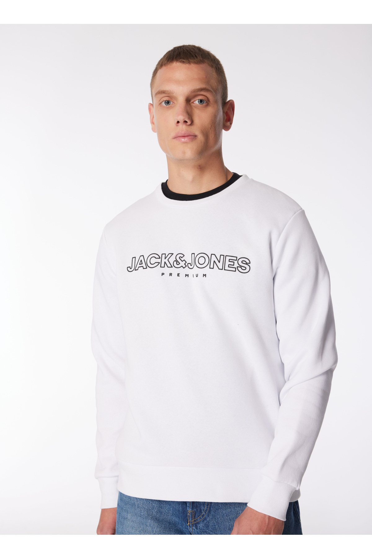 جک اند جونز سویشرت مردانه یقه سفید JPRBLAJASON برندینگ SWEAT CREW NEC