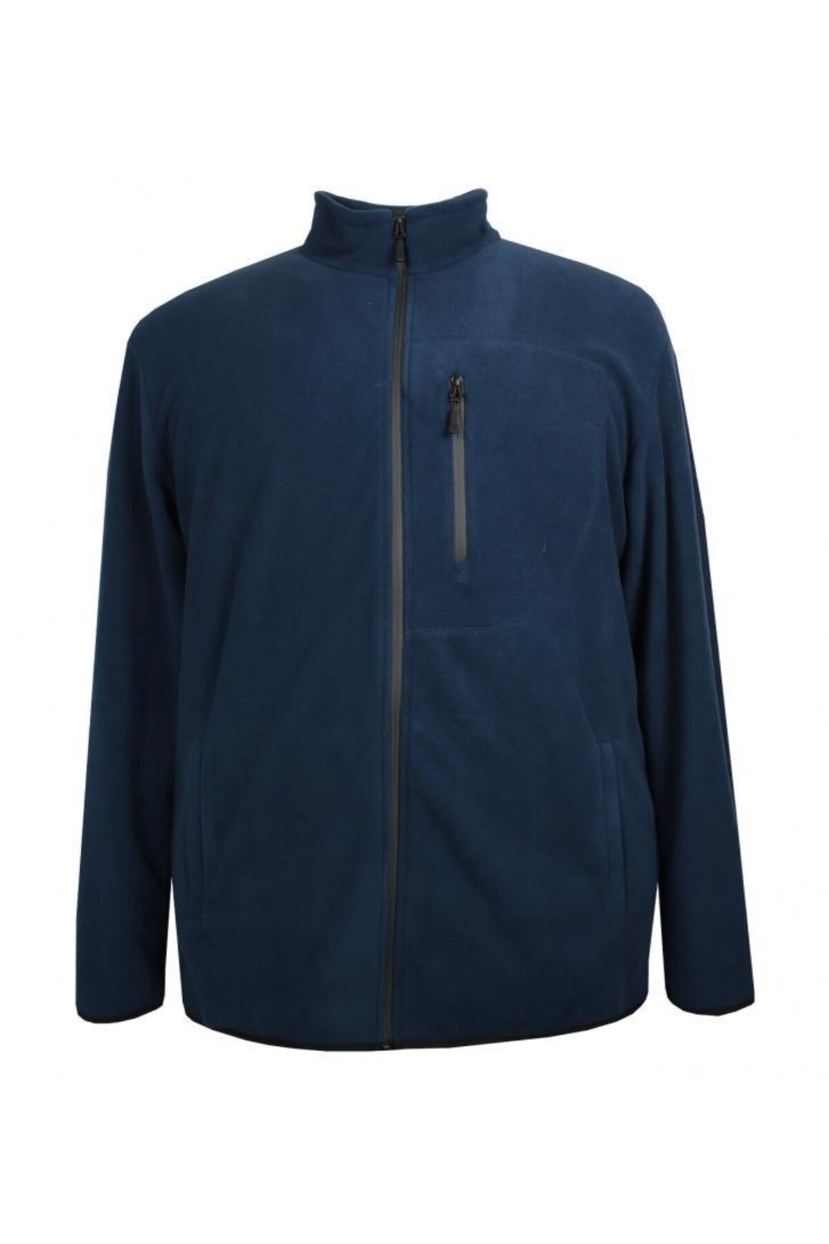 marufshop Büyük Beden Fermuarlı Polar Sweatshirt Lacivert