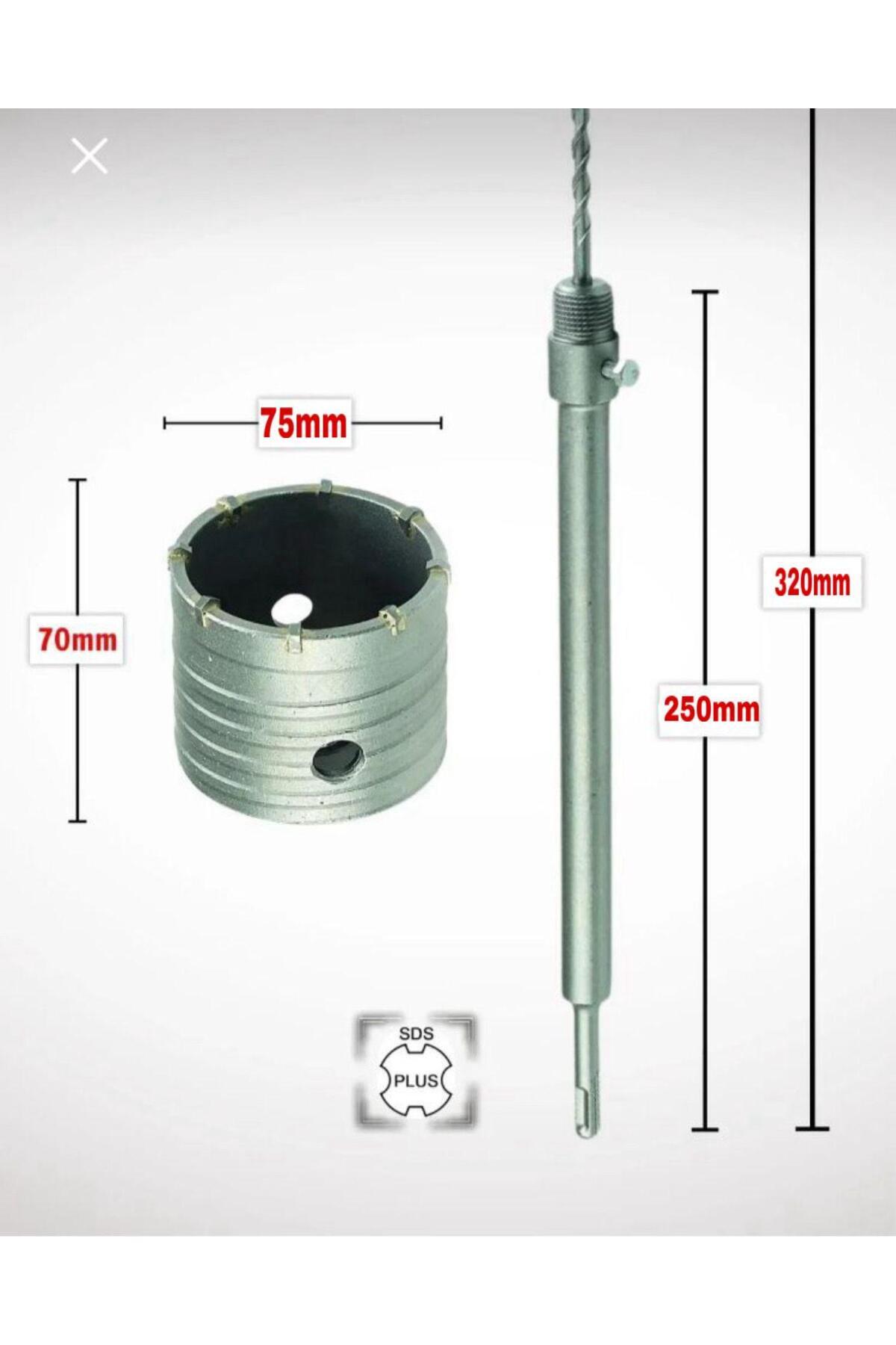 GFB 75mm Beton Duvar Delme Panç + Sds-Plus (250MM) Uzun Adaptörlü