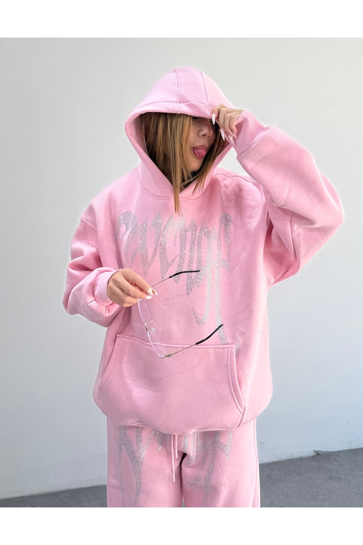 zaee REVENGE taşlı Oversize Sweatshirt görsel 5