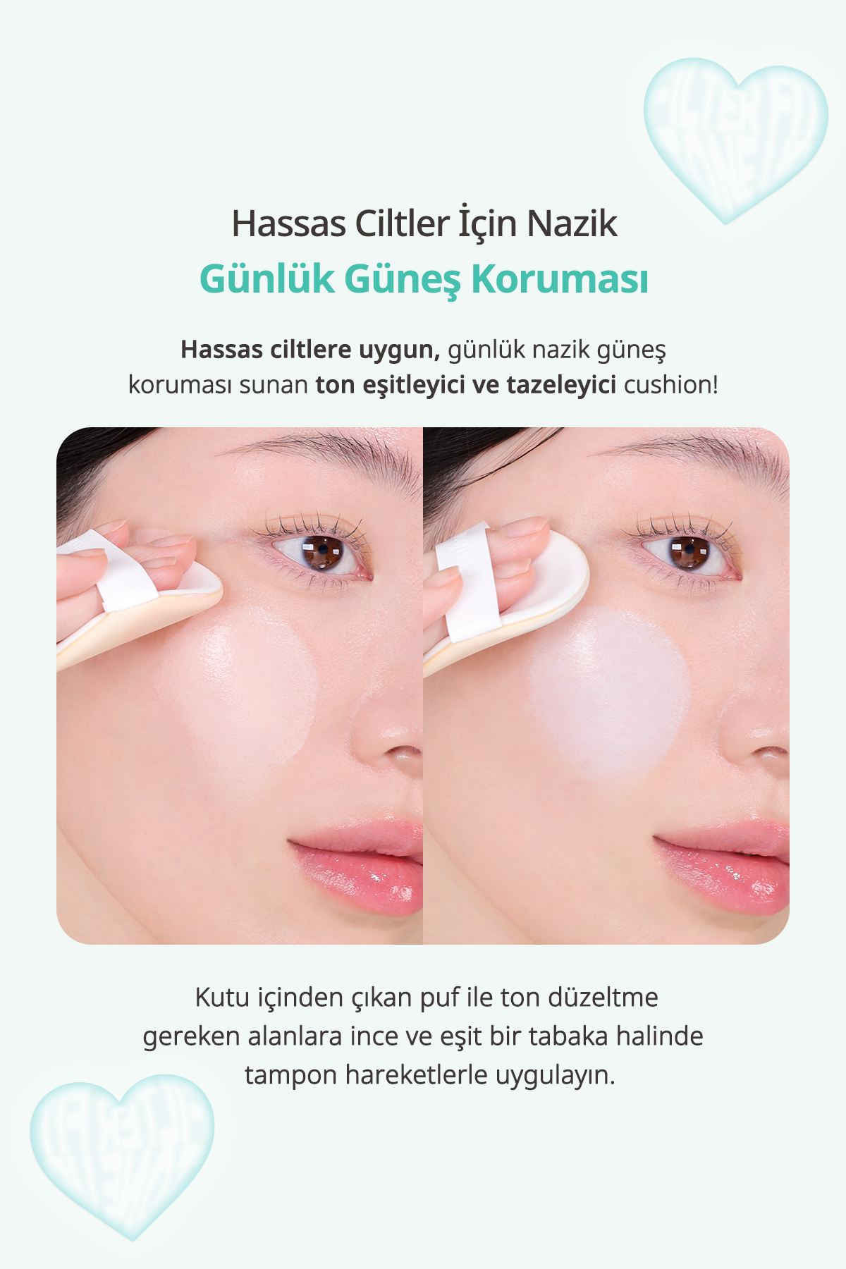 Ton Eşitleyen Yağ Kontrolü Sunan Güneş Koruyucu Yeşil Baz PERIPERA Filter Fit Milk Tone Up Cushion — سبز 111635 — تصویر 7 از 9