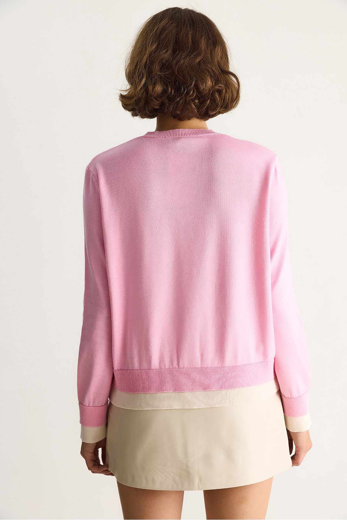 Bianco Lucci  Kadın Kontrast Renkli Bisiklet Yaka Önü Düğme Kapamalı Hırka TH251035 60283540 - Görsel 6