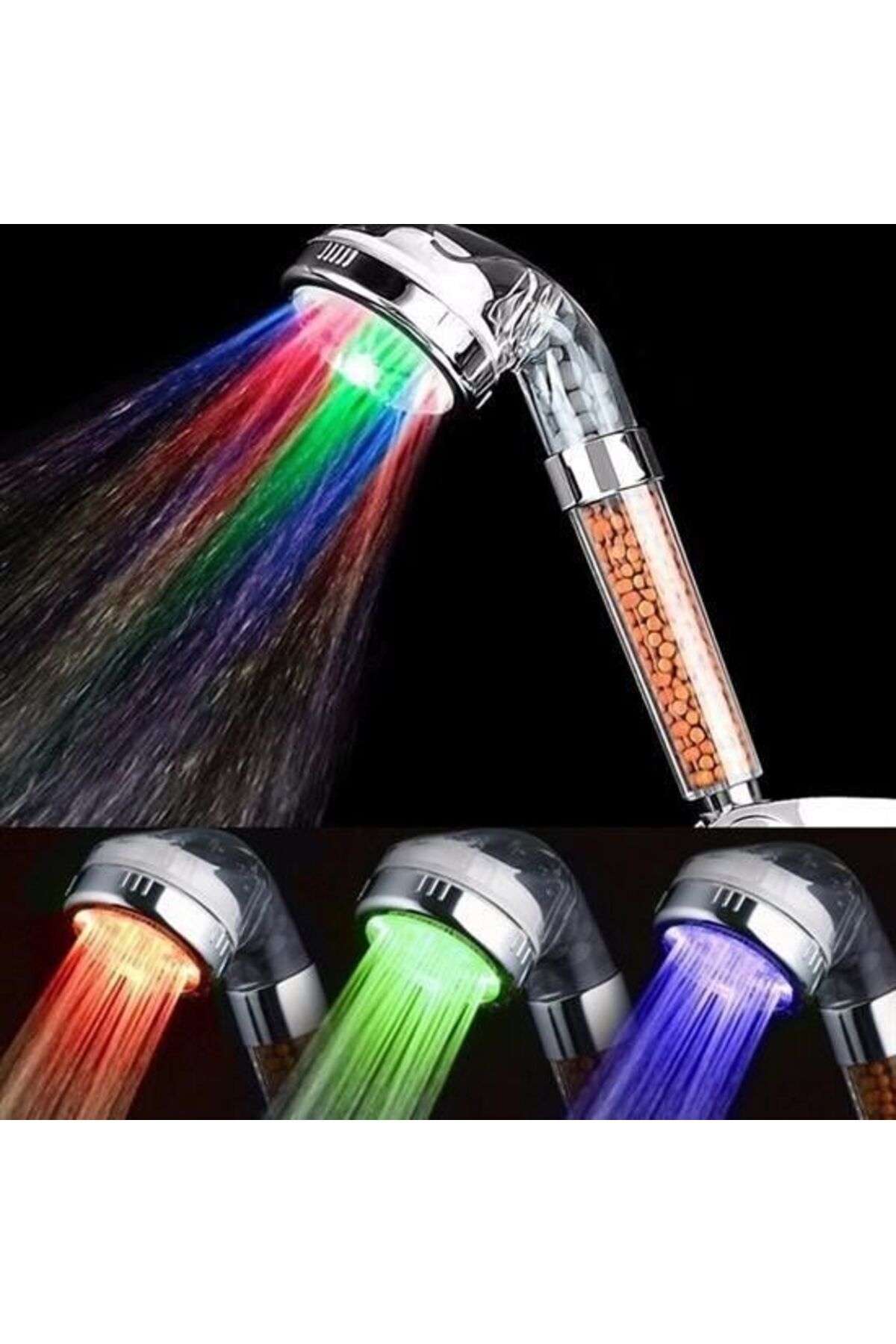 Epilons Renk Değiştiren Led Işıklı Su Tasarruflu Basınçlı Duş Başlığı