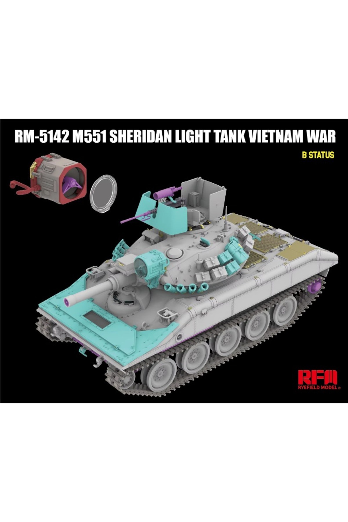 رایفیلد ۵۱۴۲ ماکت پلاستیکی تانک سبک M551 شریدان در مقیاس ۱/۳۵ برای مونتاژ، جنگ ویتنام