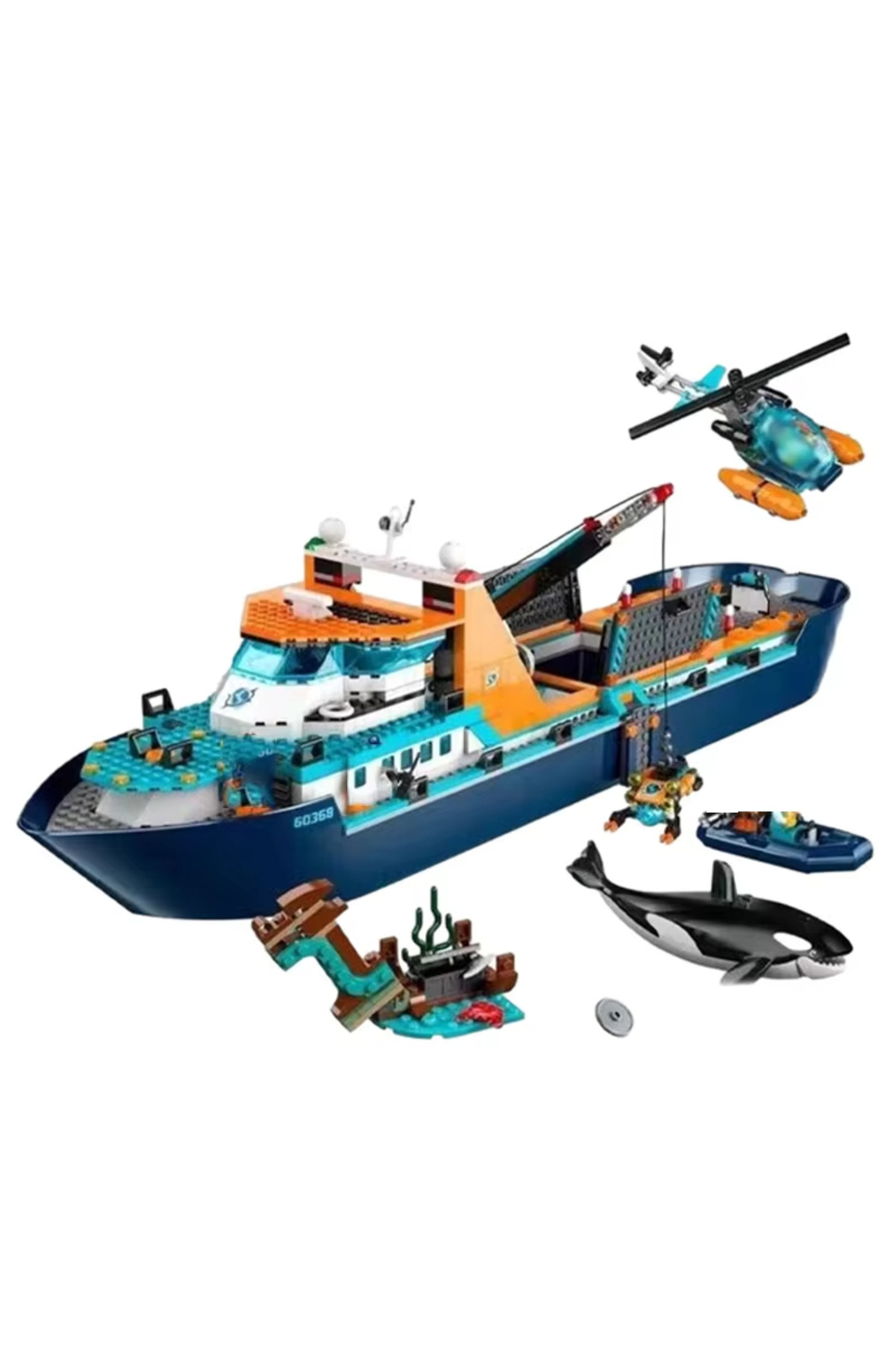 بدون جعبه اصلی آبی ۸۱۵ تکه مجموعه بلوک ساختمانی مدل کشتی تحقیقاتی قطبی سری سیتی خلاقانه مونتاژ