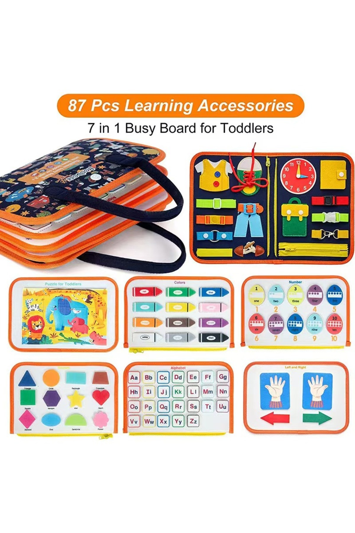 تخته سرگرمی اورنج مونتهسوری برای کودکان ۳ تا ۶ ساله – اسباببازی آموزشی حسی برای یادگیری اولیه و مهارتهای حرکتی ظریف