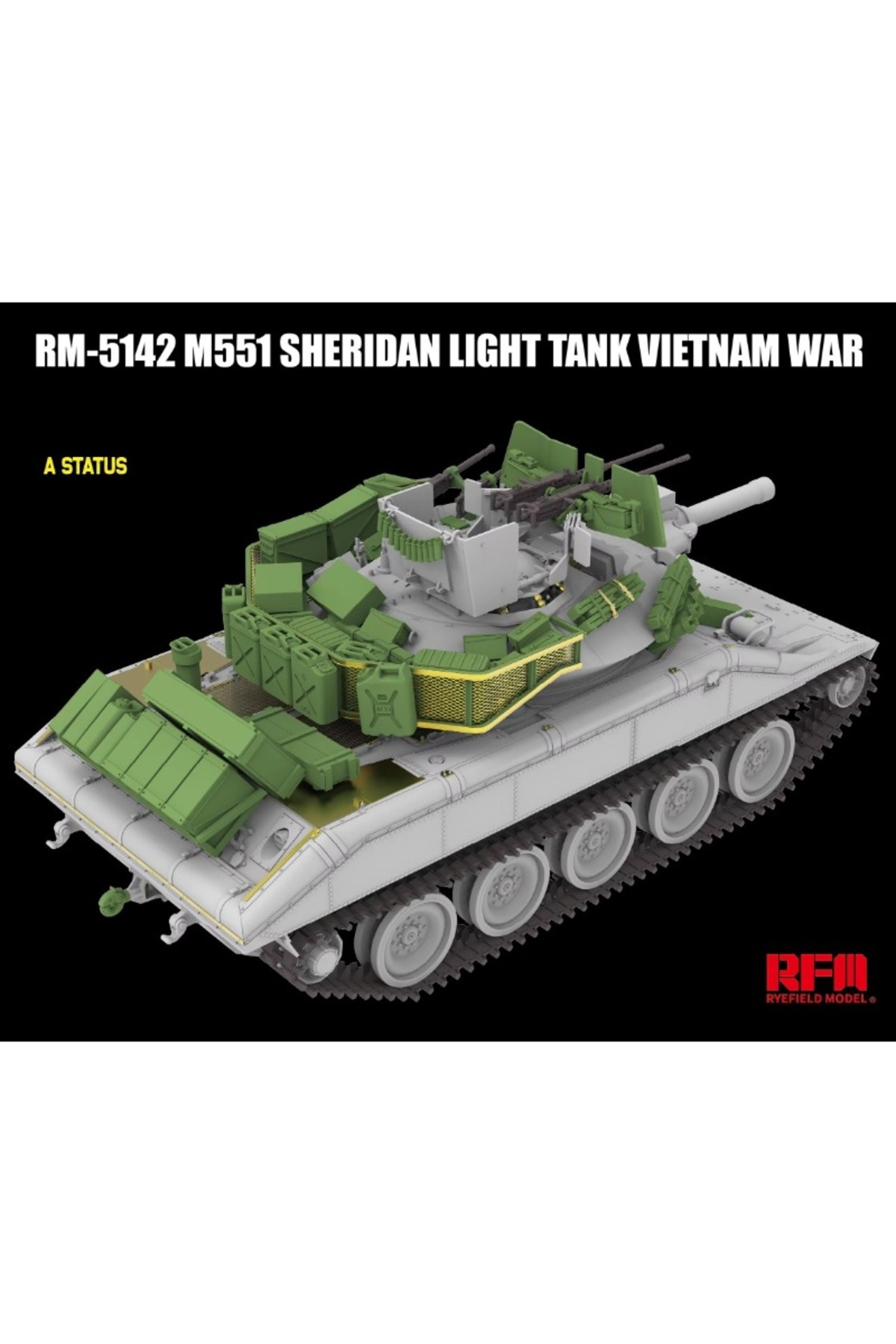رایفیلد ۵۱۴۲ ماکت پلاستیکی تانک سبک M551 شریدان در مقیاس ۱/۳۵ برای مونتاژ، جنگ ویتنام