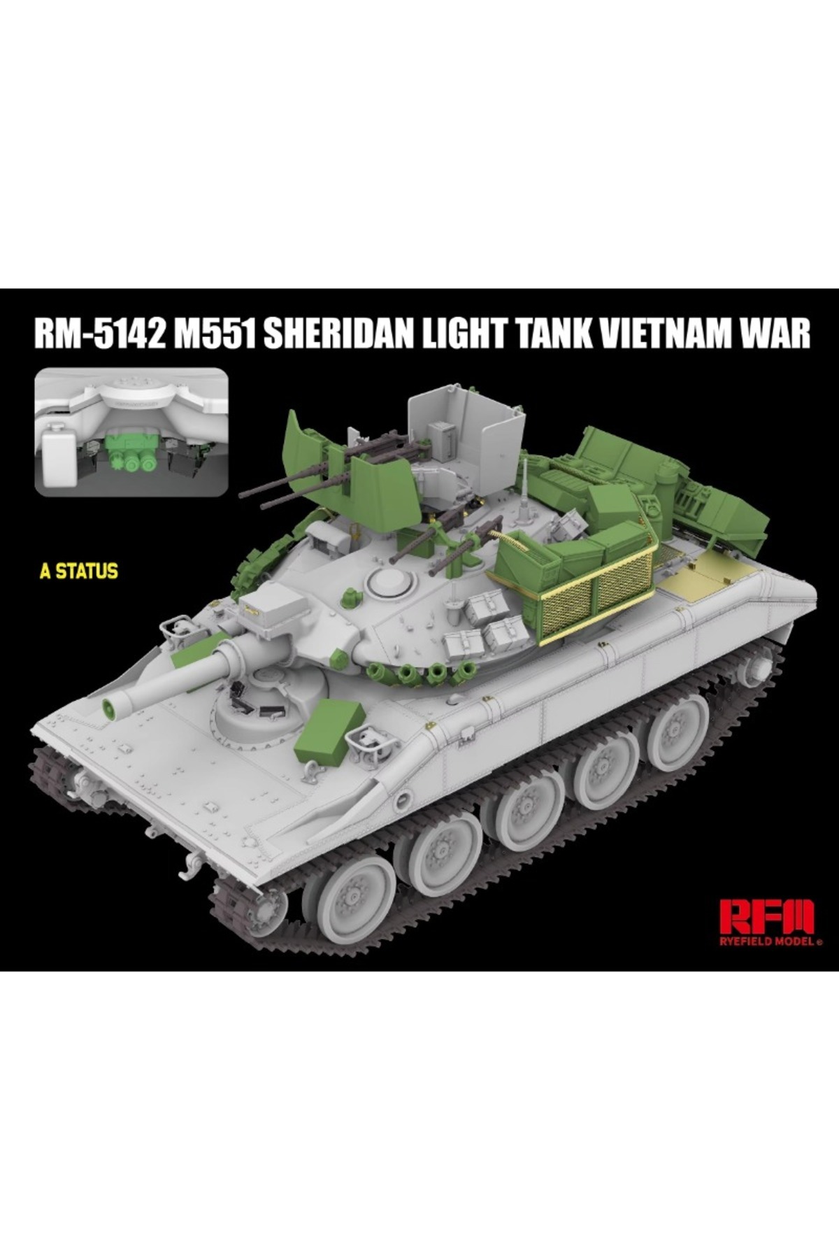 رایفیلد ۵۱۴۲ ماکت پلاستیکی تانک سبک M551 شریدان در مقیاس ۱/۳۵ برای مونتاژ، جنگ ویتنام