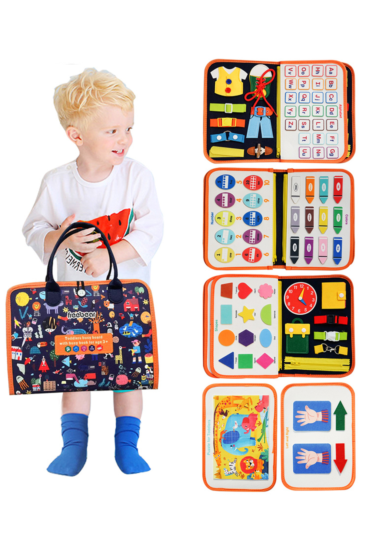 تخته سرگرمی اورنج مونتهسوری برای کودکان ۳ تا ۶ ساله – اسباببازی آموزشی حسی برای یادگیری اولیه و مهارتهای حرکتی ظریف