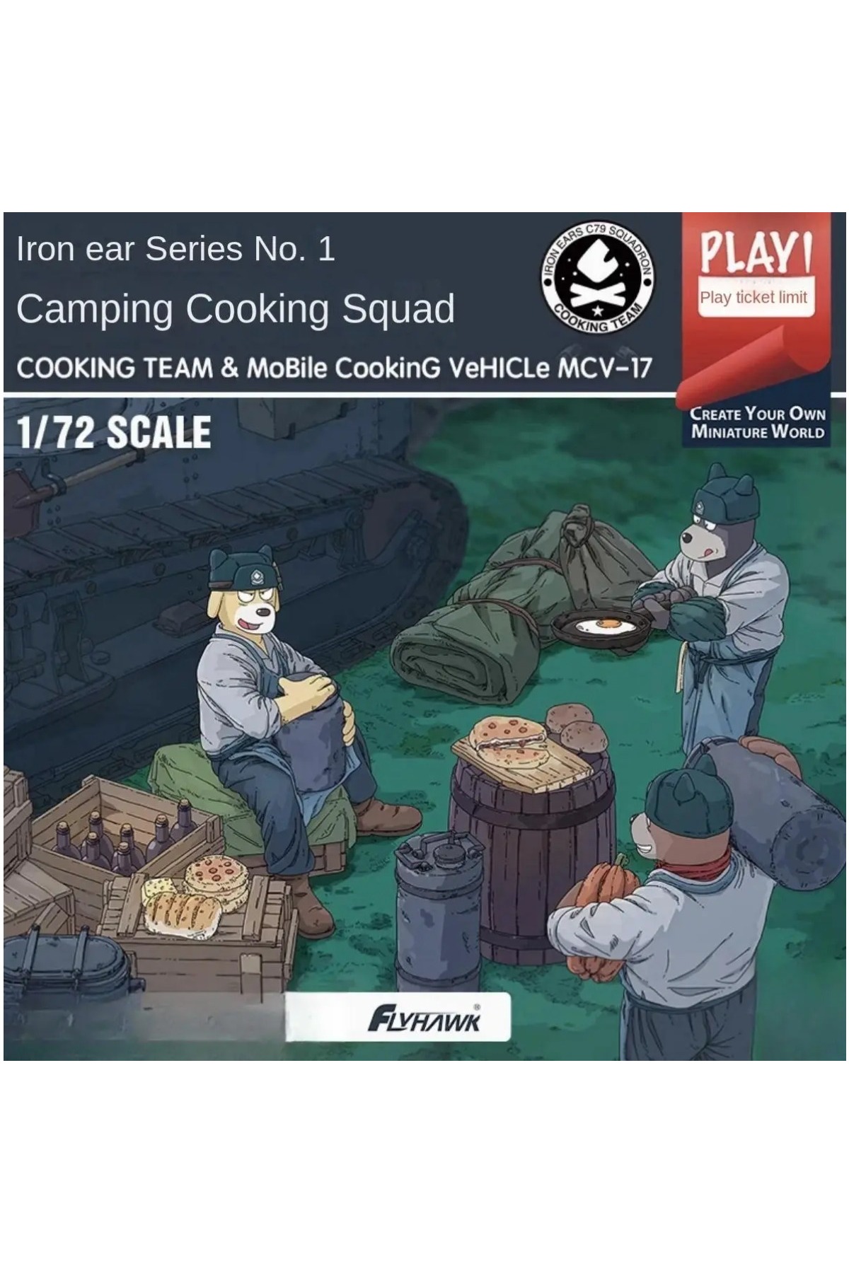Flyhawk FH3600 1/72 تیم آشپزی و خودروی سیار آشپزی MCV-17 کیت مدل مونتاژی اسباب‌بازی تولد…