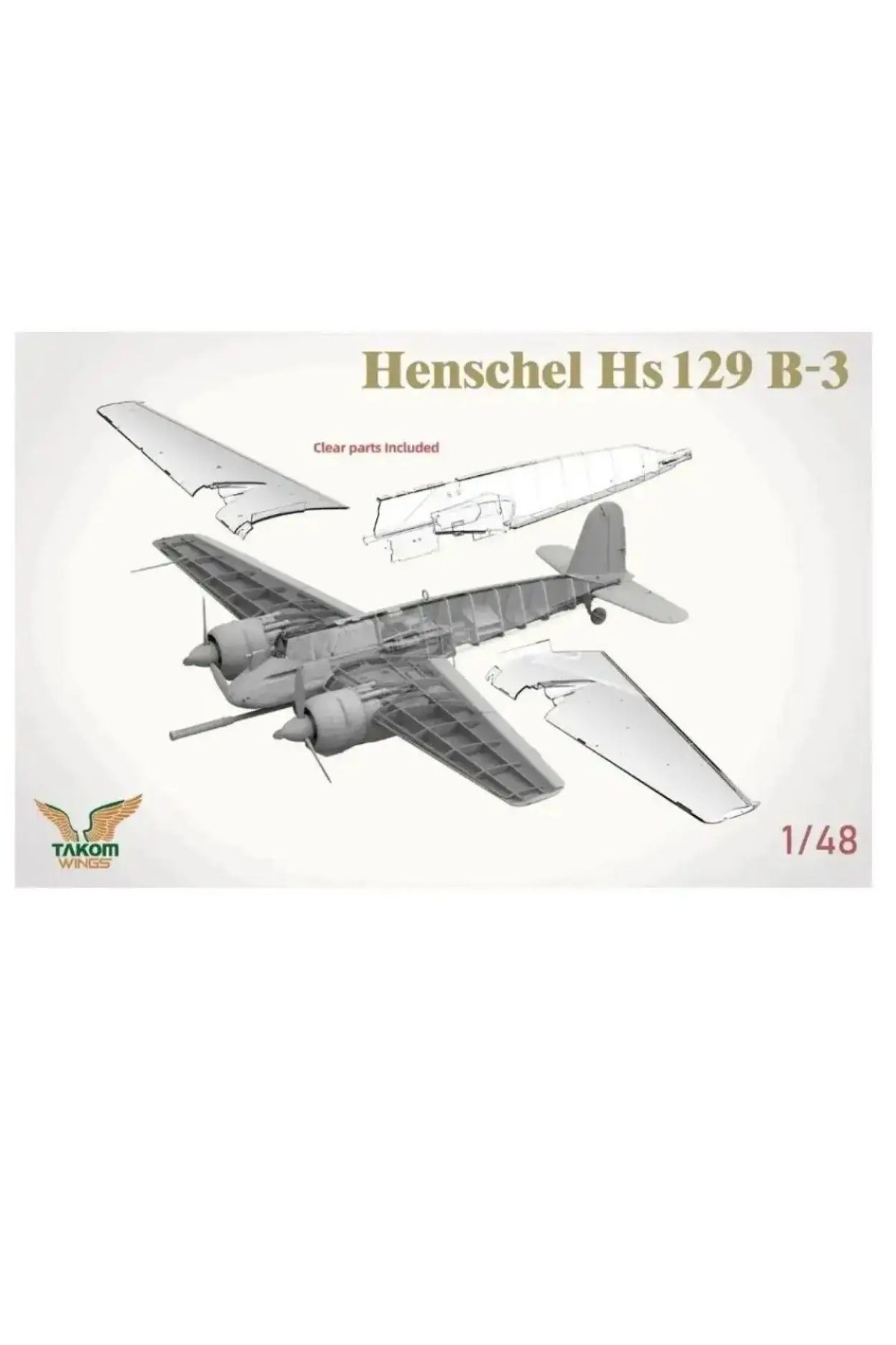 هنشل Hs129 B-3 با کابین داخلی 48002 تاکوم مقیاس 1:48 اسباب‌بازی سفارشی کلکسیونی کودکان هدیه تولد