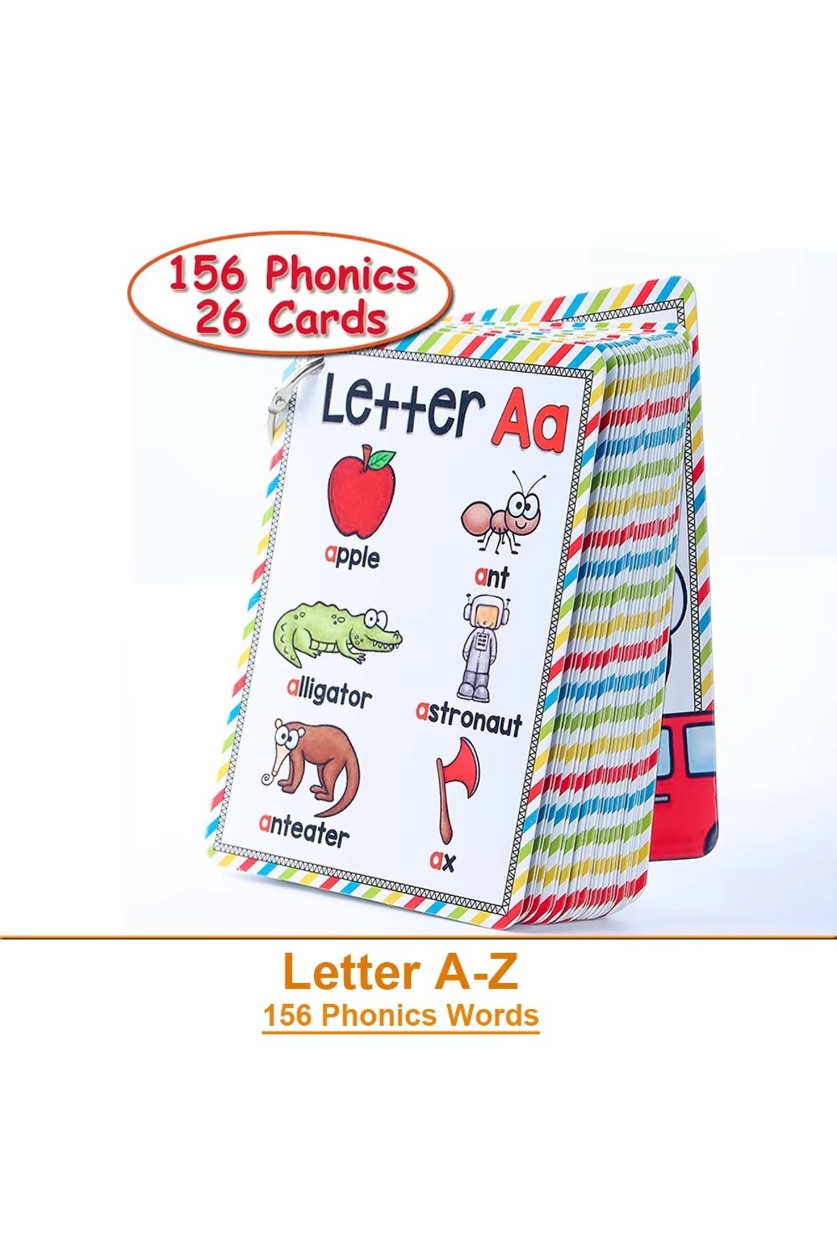 ۱۵۶ فونیک ۲۶ کارت حروف الفبا و کلمات: اسباب‌بازی‌های آموزشی درجه یک برای کودکان نوپا در زبان انگلیسی