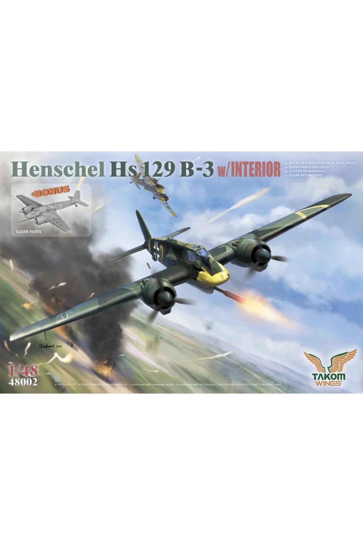 هنشل Hs129 B-3 با کابین داخلی 48002 تاکوم مقیاس 1:48 اسباب‌بازی سفارشی کلکسیونی کودکان هدیه تولد