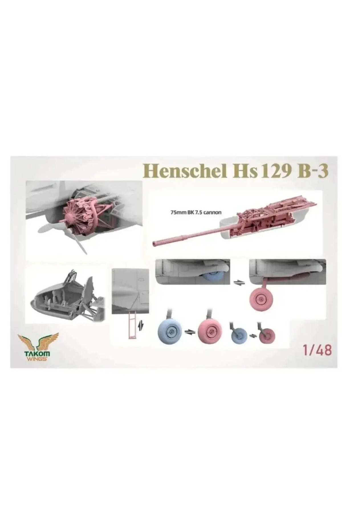 هنشل Hs129 B-3 با کابین داخلی 48002 تاکوم مقیاس 1:48 اسباب‌بازی سفارشی کلکسیونی کودکان هدیه تولد