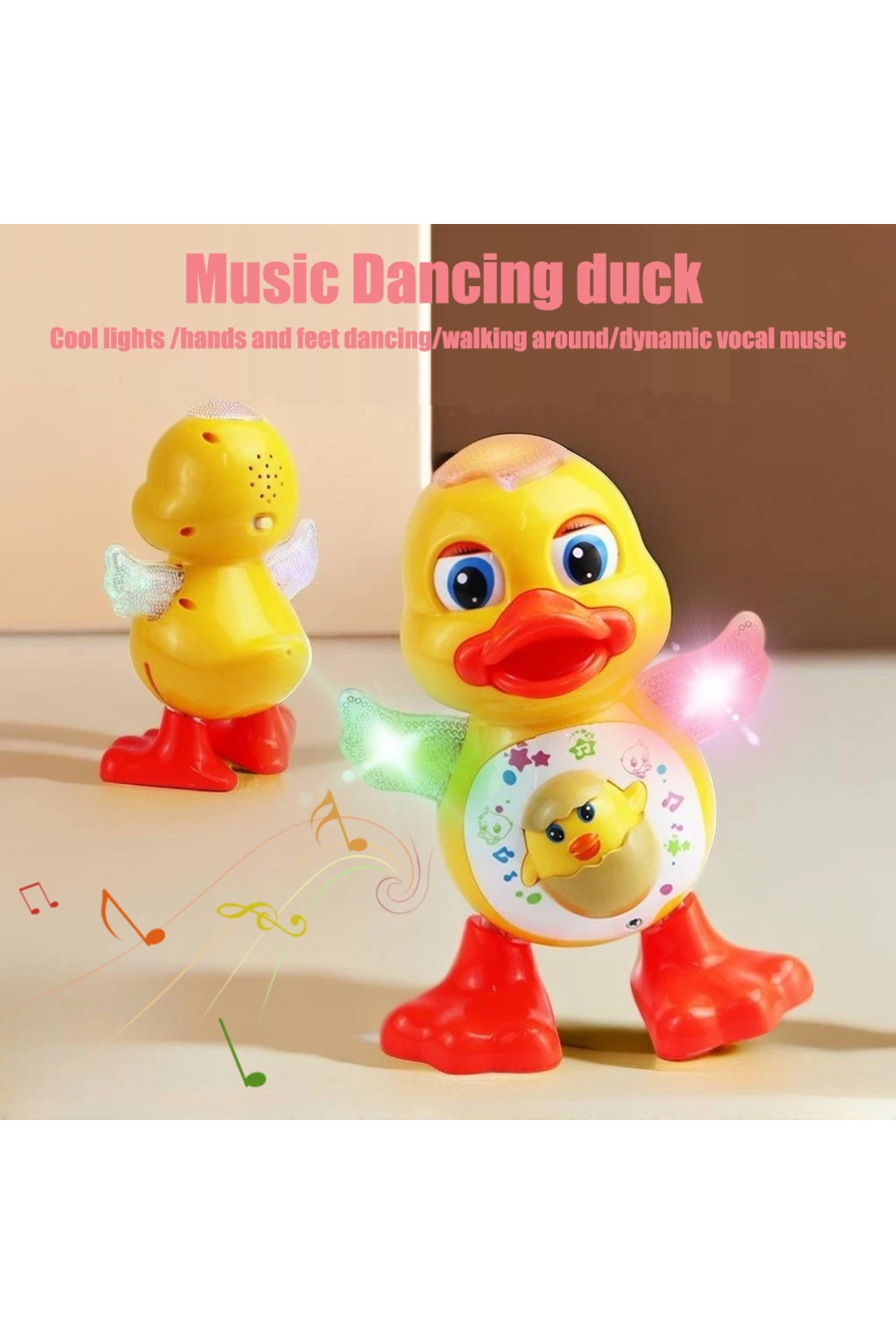 اردک رقصندهٔ برقی، اردک خنده‌دار با چشم‌های چشمک‌زن و چراغ‌های چشمک‌زن، تکان‌دهندهٔ بدن، کارتونی بامزه