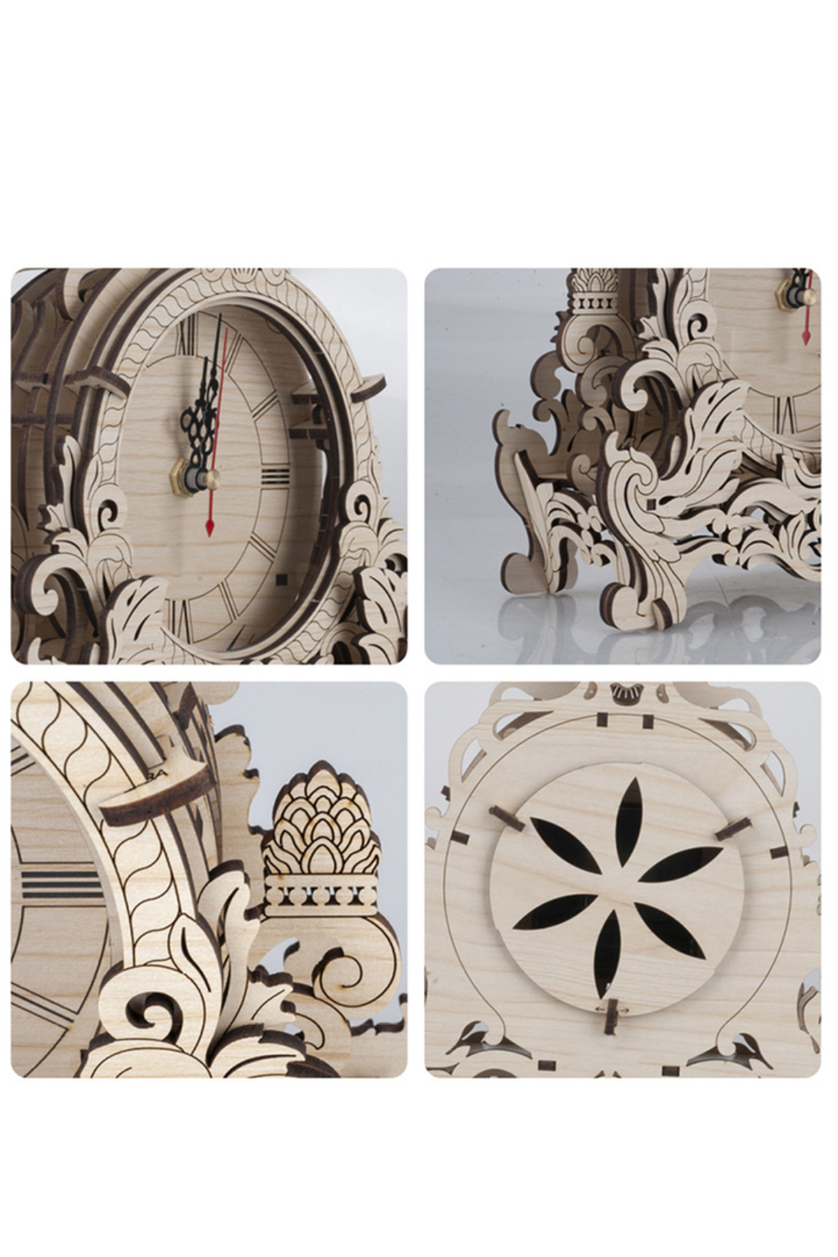 مجموعهٔ ساخت ماکت ساعت پازلی چوبی سه‌بعدی، ساعت رومیزی، بلوک‌های ساختمانی معماری DIY، خلاقیت…