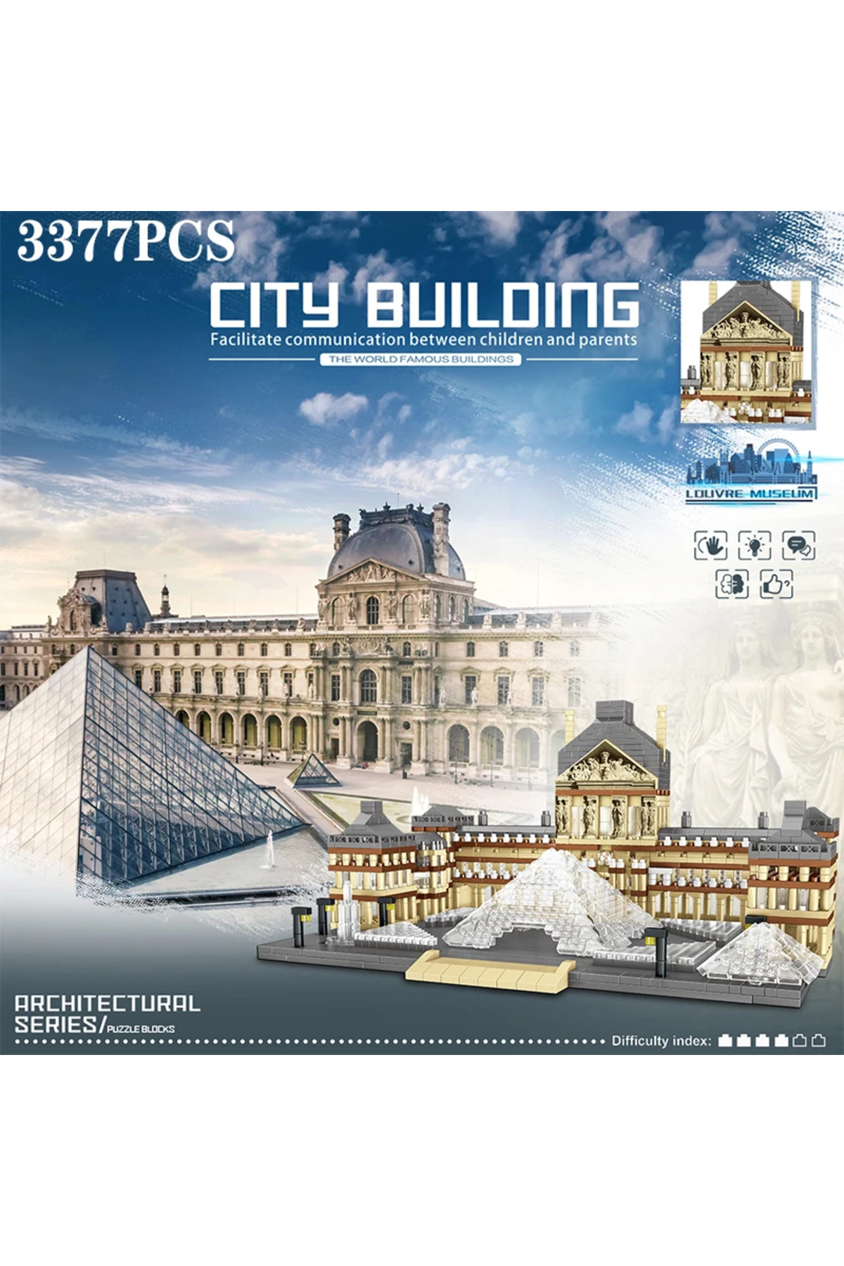 باکس ۳۳۷۷PCS، بلوک‌های ساختمانی مدل لوور، جاذبه‌های مشهور جهان، مدل معماری B
