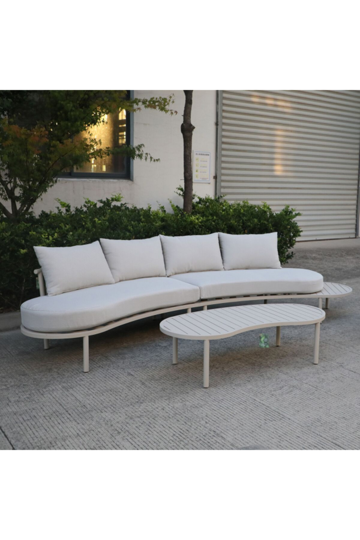 طقم جلوس خارجي فاخر 5 مقاعد ألومنيوم أبيض