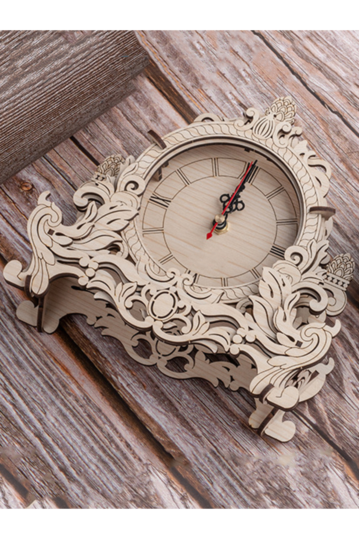 مجموعهٔ ساخت ماکت ساعت پازلی چوبی سه‌بعدی، ساعت رومیزی، بلوک‌های ساختمانی معماری DIY، خلاقیت…