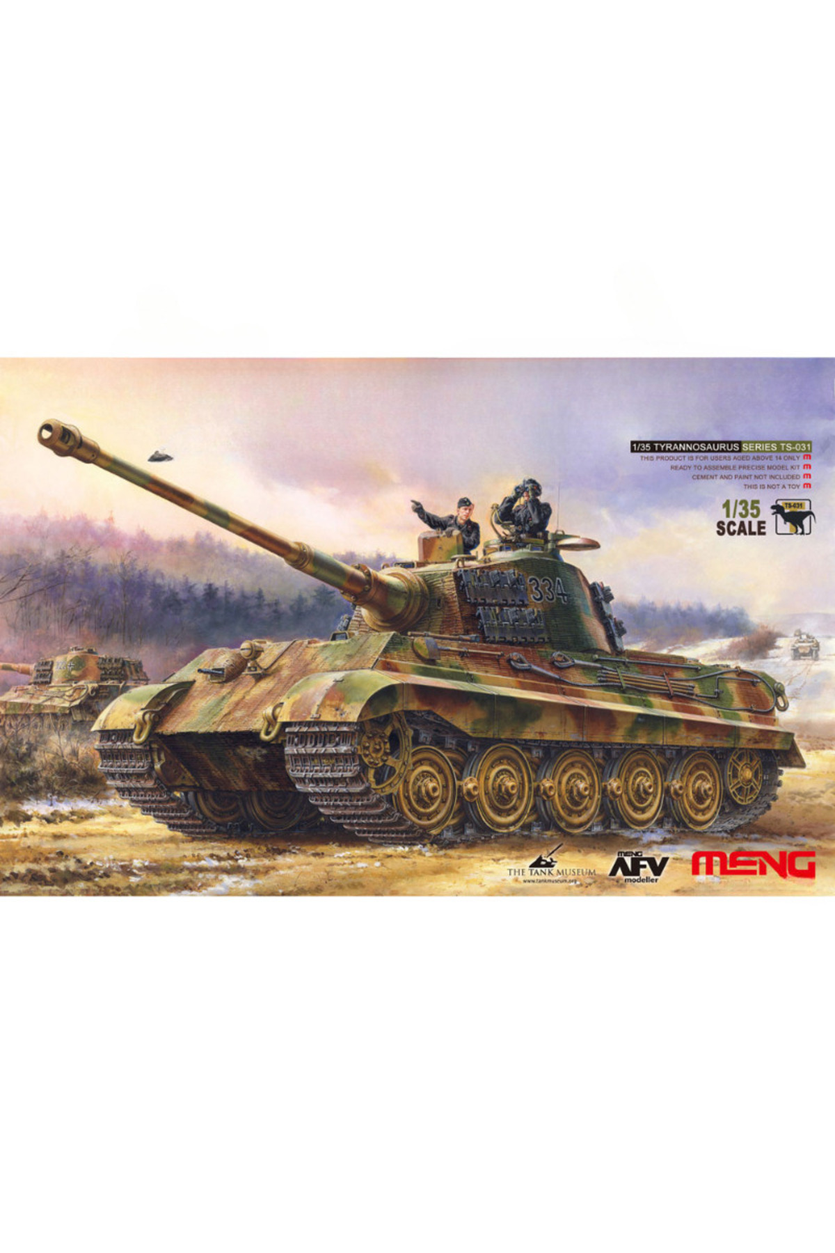 مدل مِنگ TS-031 مقیاس ۱/۳۵ تانک آلمانی Sd.kfz.182 کینگ تایگر با برجک هنسچل – مدل پلاستیکی مونتاژشده Mo...