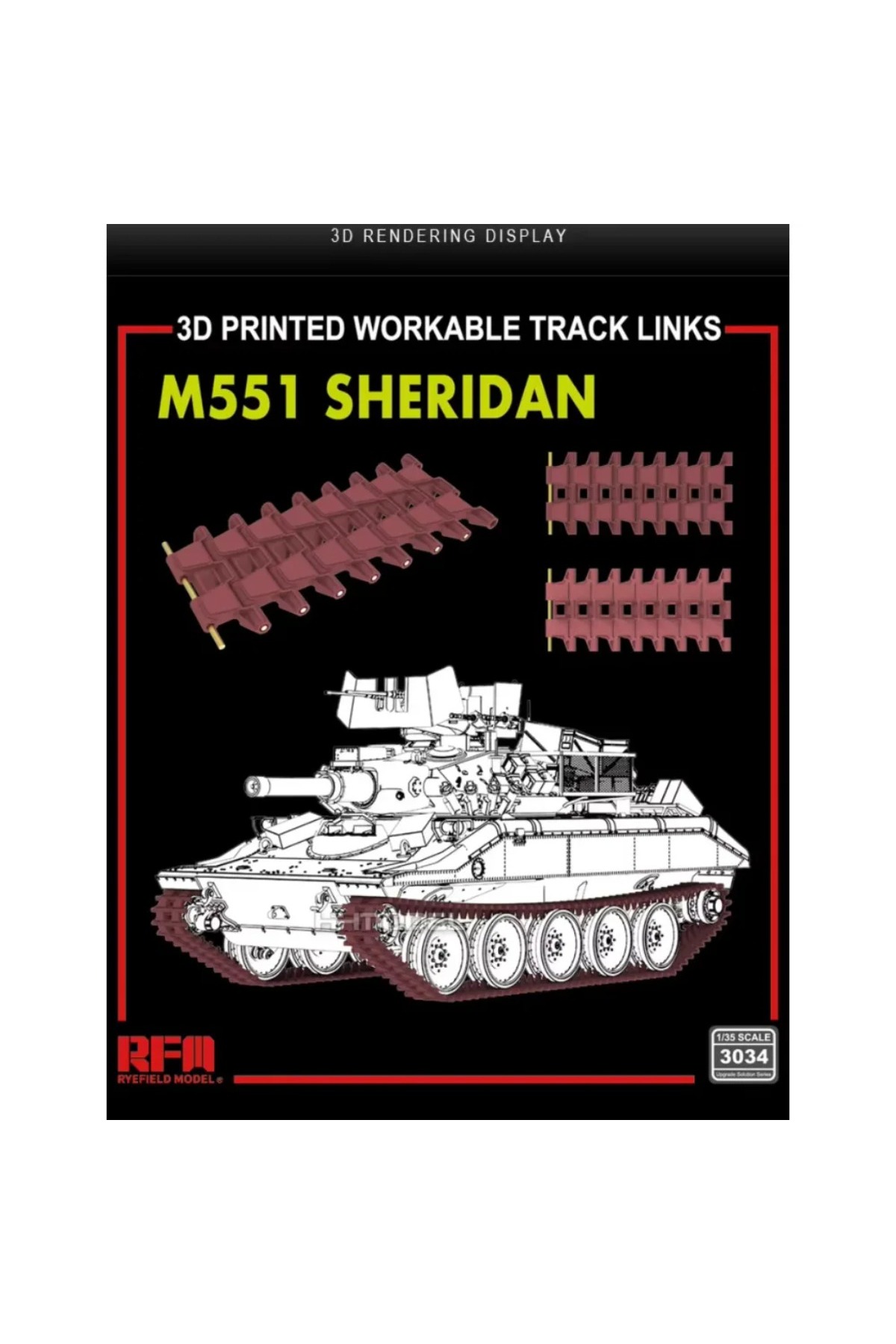 لوازم جانبی ارتقاء رای‌فیلد RM-3034 مقیاس ۱/۳۵ M51 شری‌دان، پیوندهای زنجیر قابل کار (چاپ سه‌بعدی) برای…