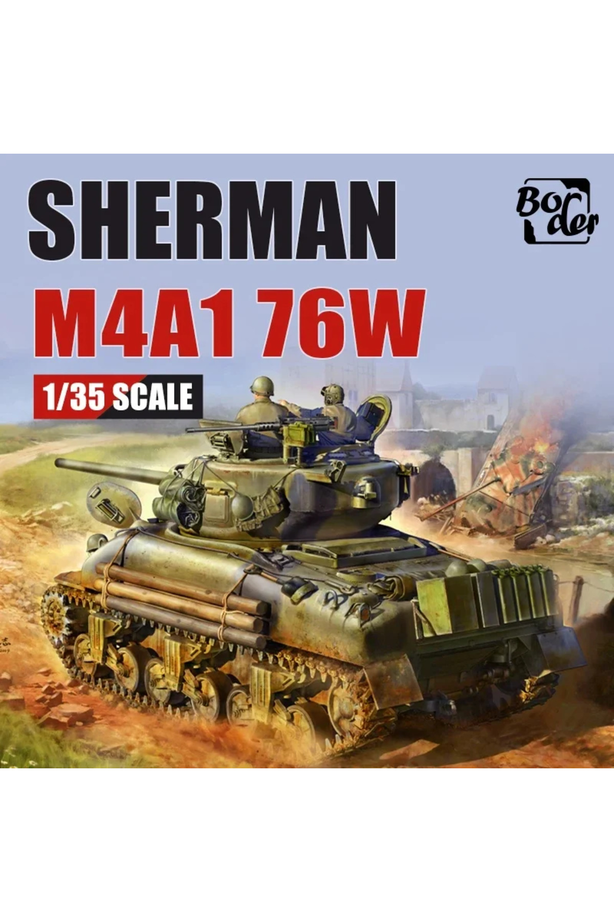 BORDER BT-046 مدل مونتاژی تانک متوسط Sherman M4A1 مقیاس ۱/۳۵ با برجک ۷۶ میلیمتری