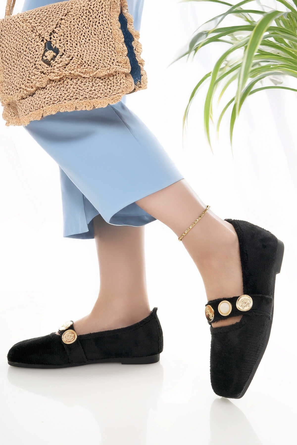 Modafırsat  Kadın Babet Siyah Şık Ev İş Ofis Günlük Ayakkabı - Görsel 5