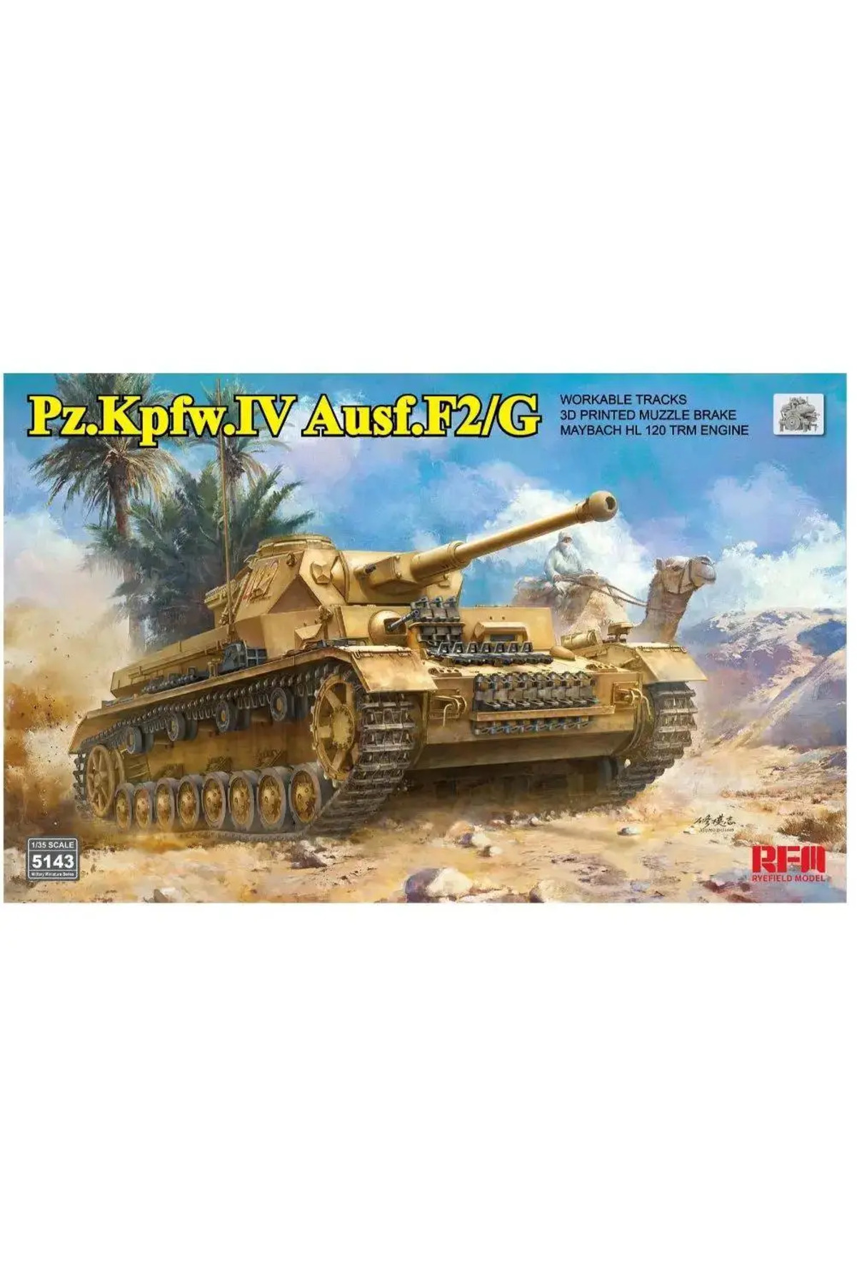 اسباب‌بازی تانک مدل پلاستیکی رایفیلد ۵۱۴۳ Pz.Kpfw.IV Ausf.F2/G با موتور ۱۲۰ TRM و زنجیرهای متحرک…