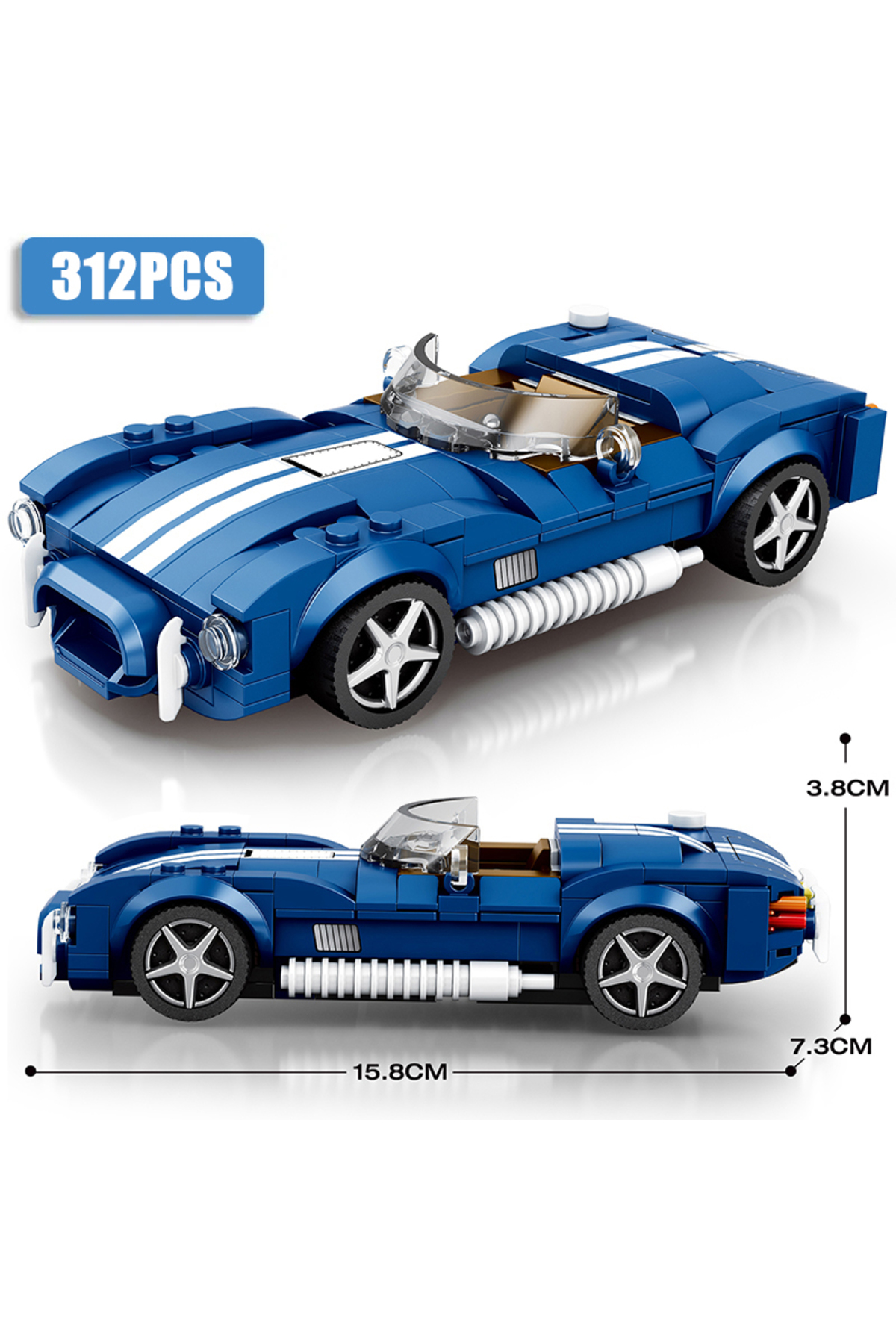 312 تکه بدون جعبه 312 تکه بلوک ساختمانی خودرو AC COBRA شهر خلاق خودرو مدل DIY بلوک‌های رومیزی