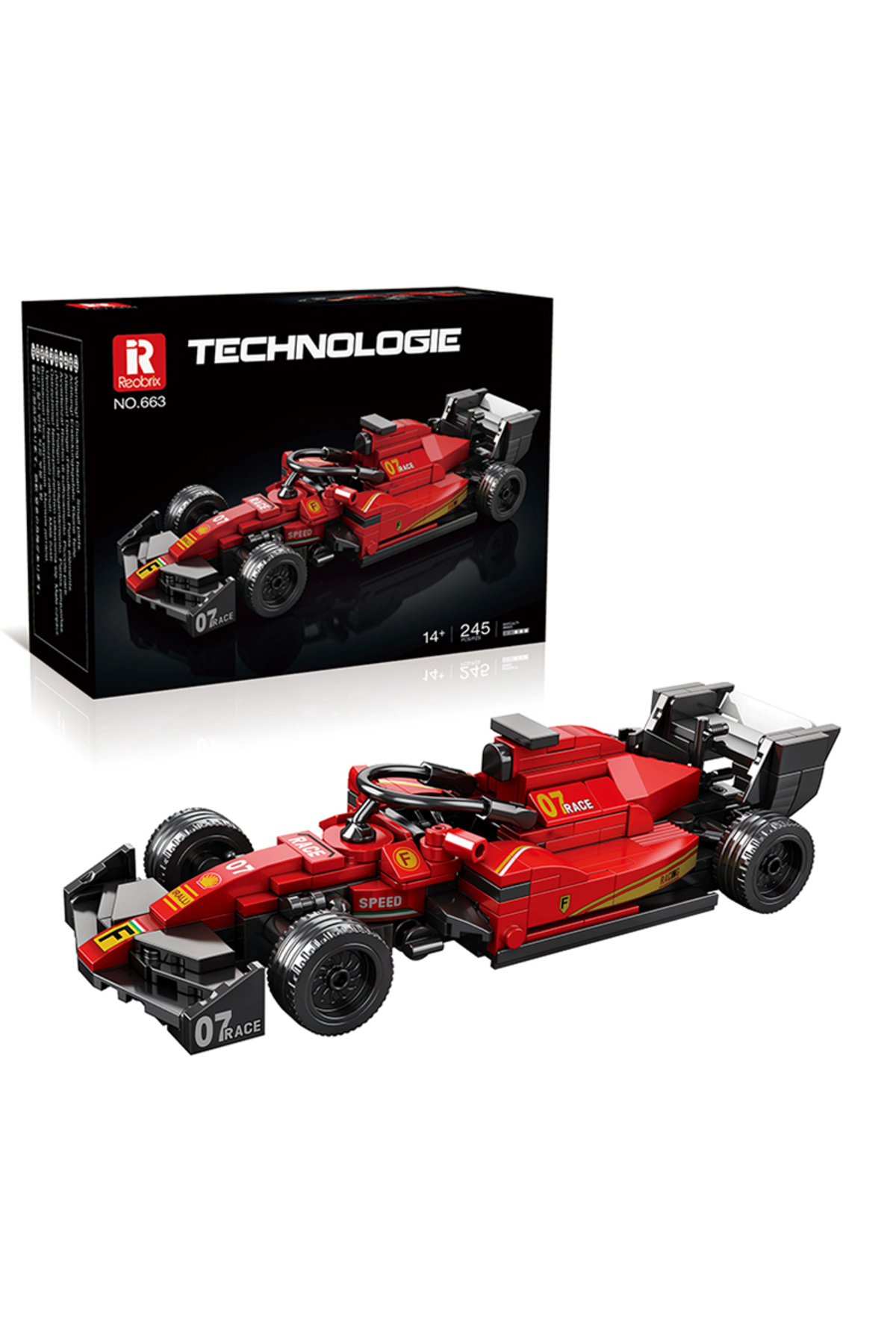 باکس ۲۴۵ تکه بلوک‌های ساختمانی ماشین مسابقه‌ای فرمول، مدل خودرو ۱:۲۴، تزئینات رومیزی، کودک