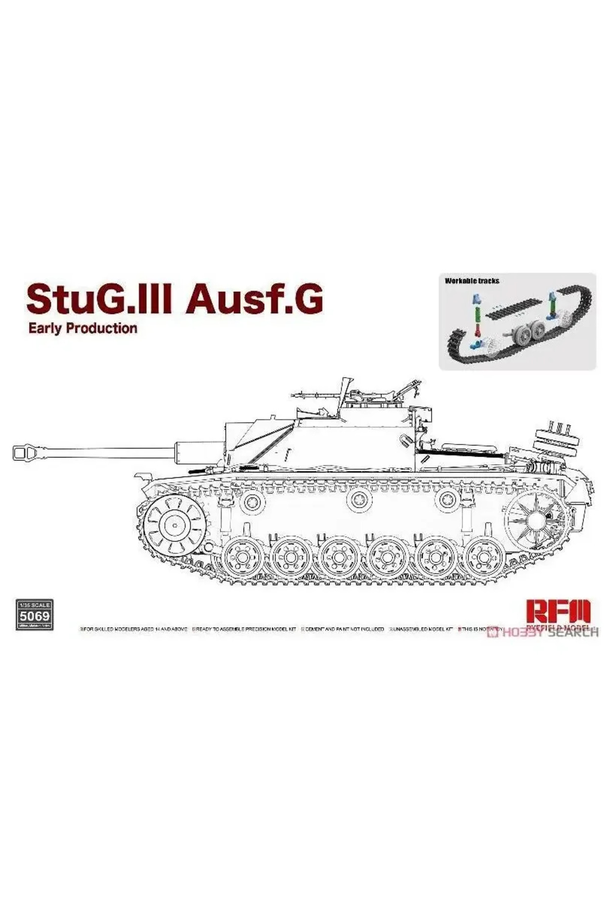 رایفیلد RM5069 مدل پلاستیکی مونتاژی در مقیاس ۱/۳۵ از StuG. III Ausf. G تولید اولیه با ور…