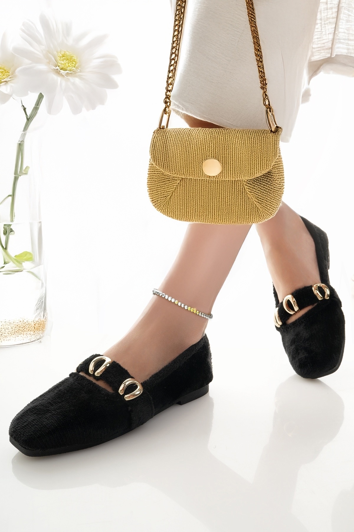 Modafırsat  Kadın Babet Siyah Hafif Rahat Şık İş Ofis Günlük Ayakkabı - Görsel 3