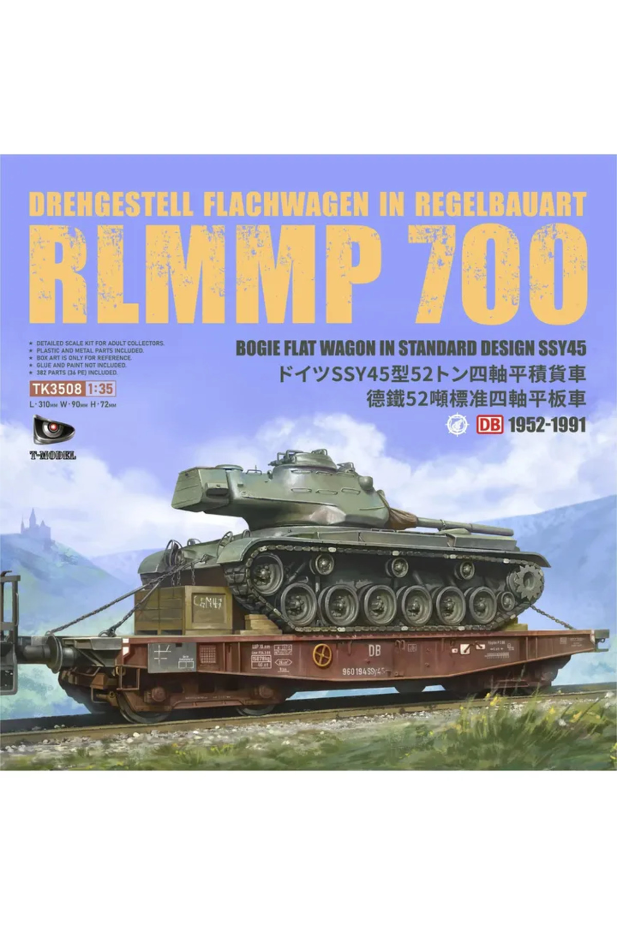مدل نظامی آلمانی واگن تخت متحرک ۵۲T RlMMP 700 (SSY45,1952-1991) – دستهٔ اول، دو عرشهٔ چوبی رایگان…