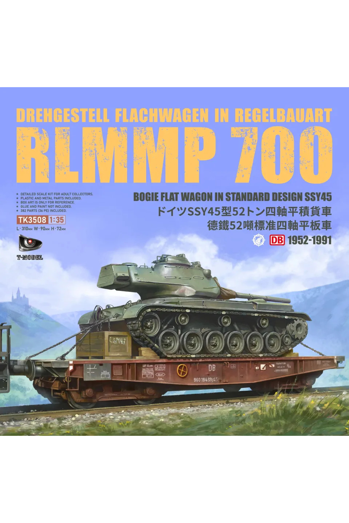 مدل نظامی آلمانی واگن تخت متحرک ۵۲T RlMMP 700 (SSY45,1952-1991) – دستهٔ اول، دو عرشهٔ چوبی رایگان…