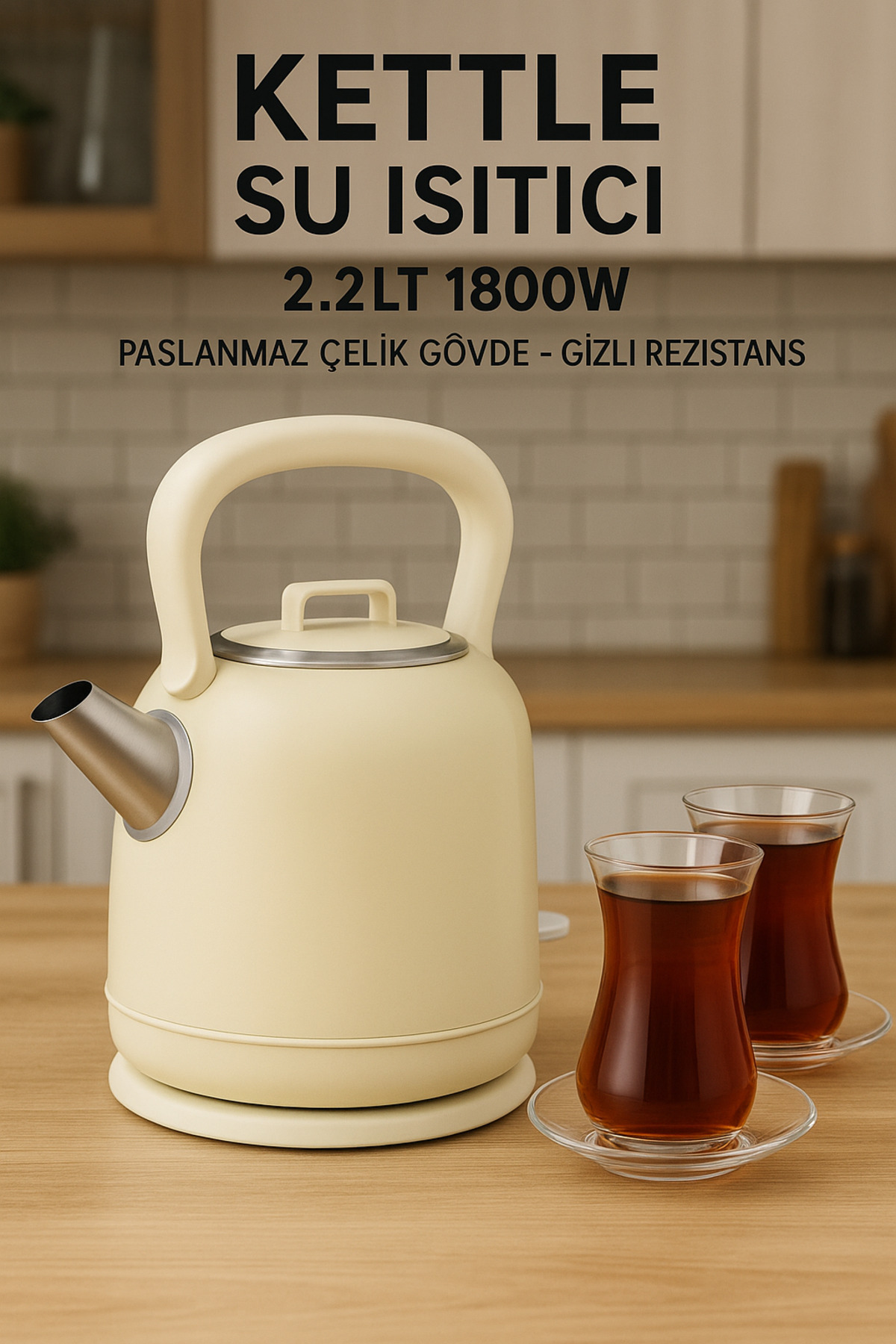 Oniks 2.2 LT Çelik Kettle Su Isıtıcı | 1800W Paslanmaz Çelik Gövde, Gizli Rezistans, Hızlı Kaynatma