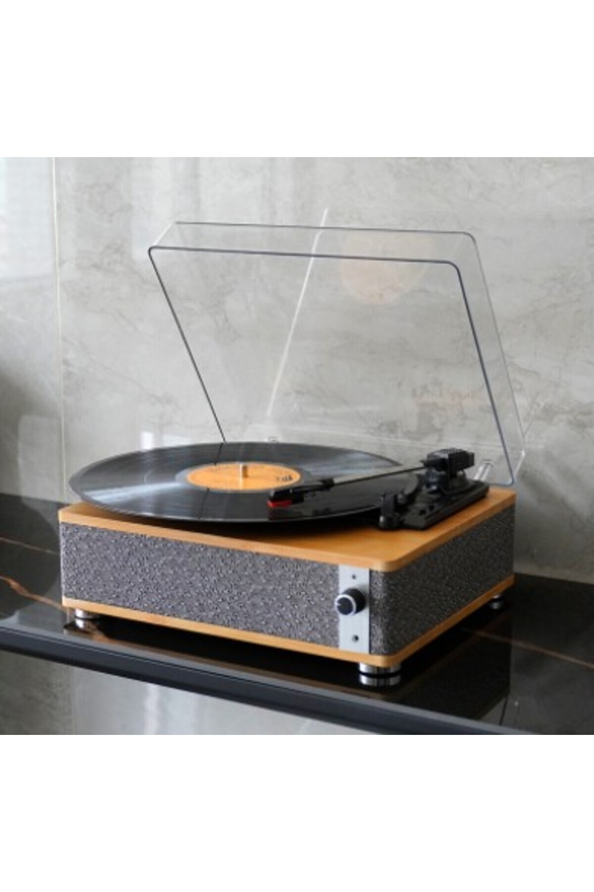 fomix FM-109 Gri Hoparlörlü Bluetoothlu Pikap Plak Çalar