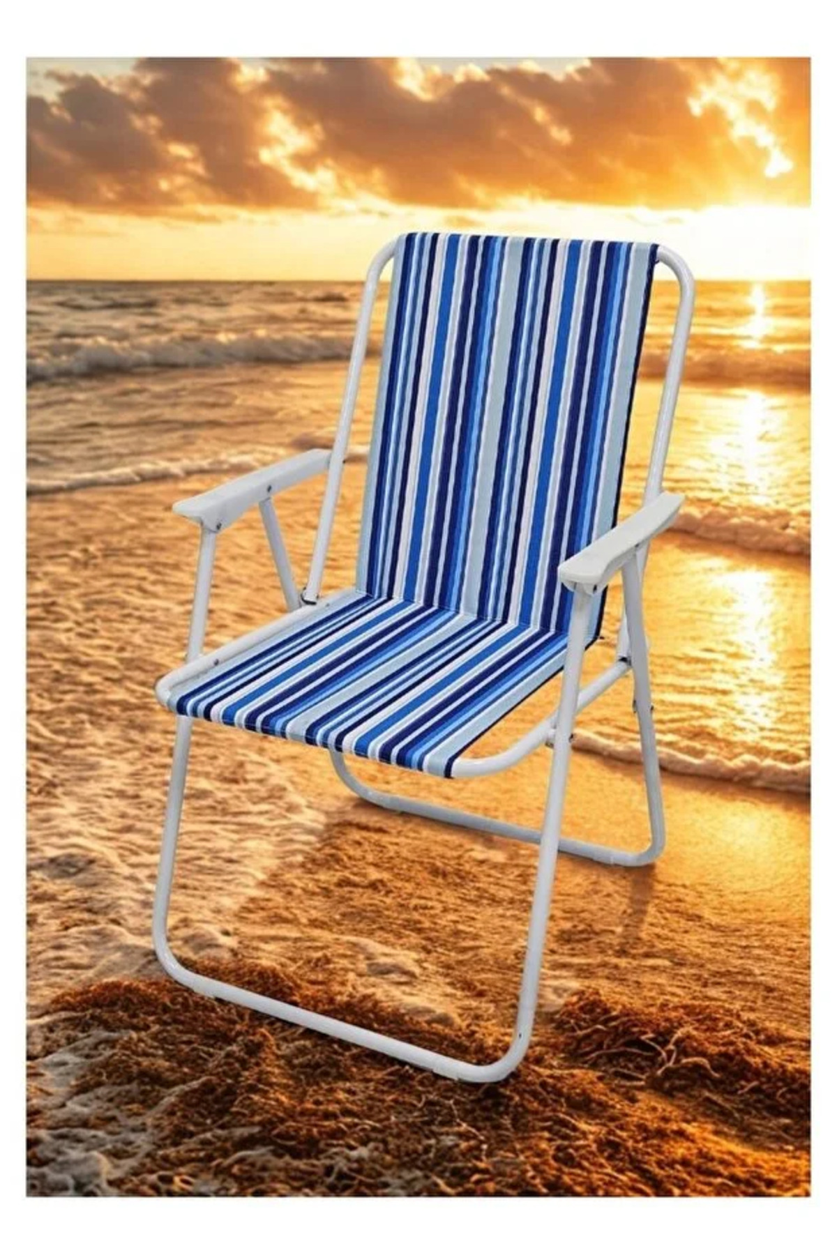 كرسي تخييم قابل للطي من قماش أكسفورد وبقوائم معدنية – 45×45×80 سم