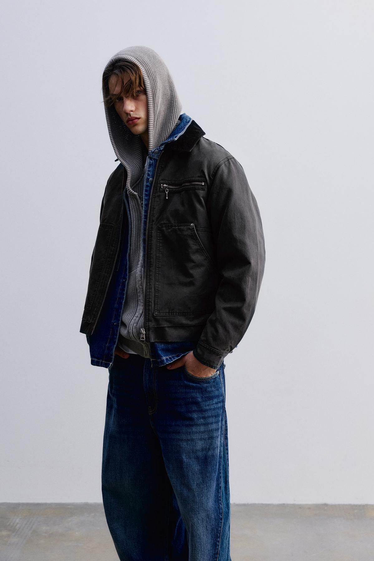 پول اند بیر ژاکت وکس شده یقه آجدار