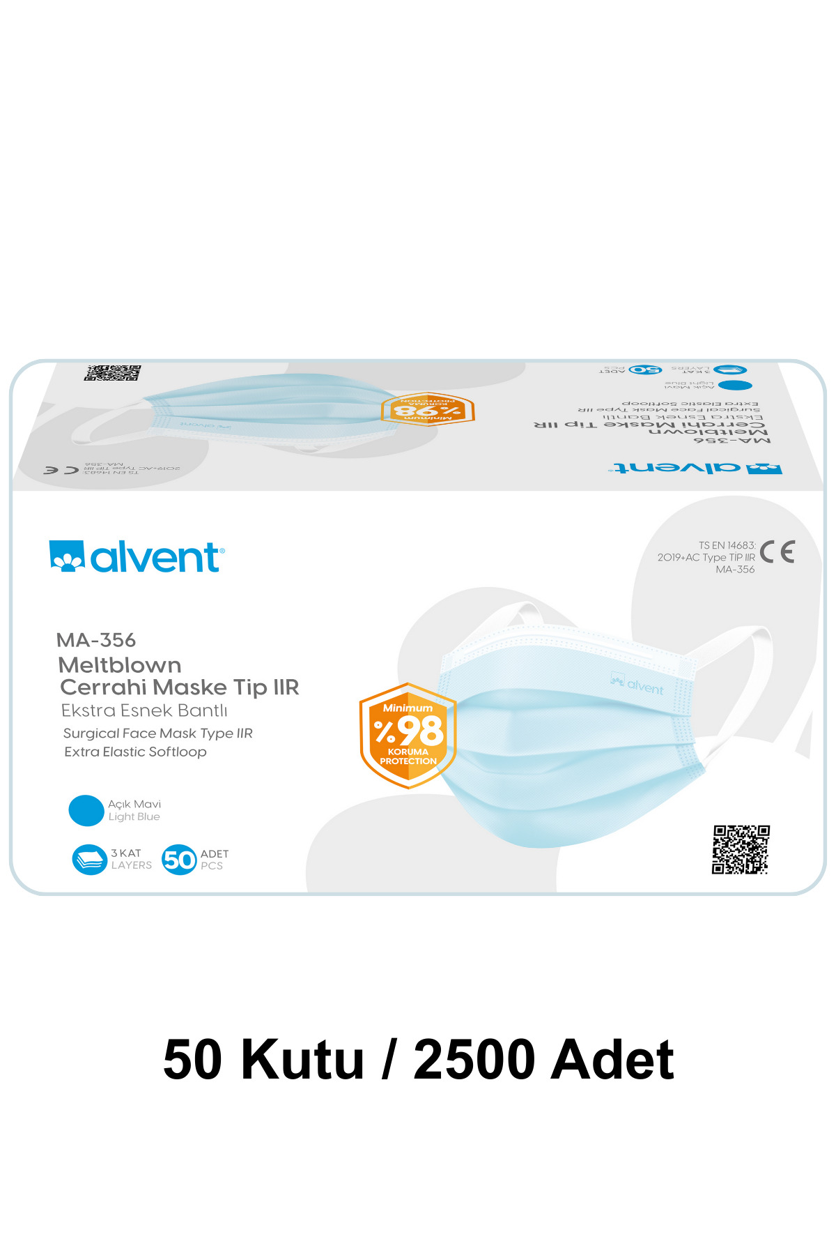 ALVENT Meltblown Maske 2500 Adet MA-356 - Yeni Nesil 50x50