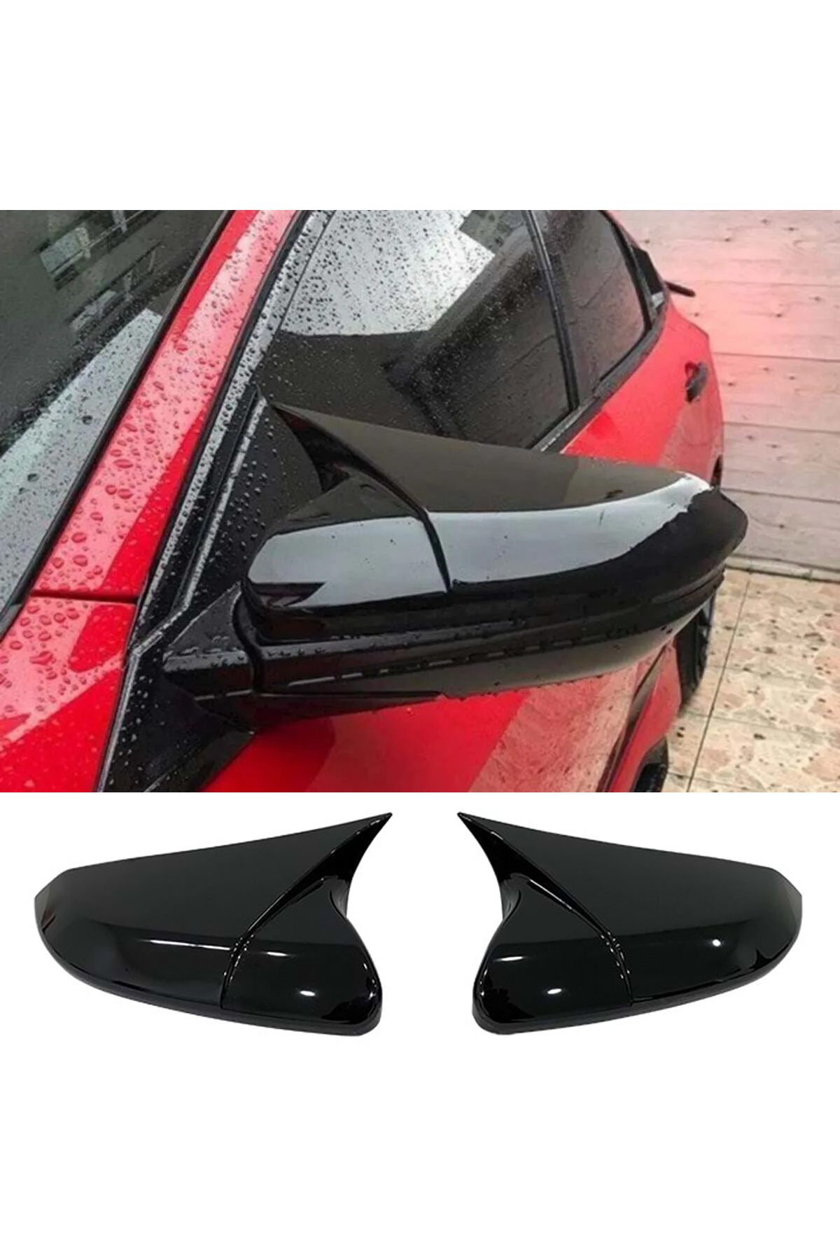 AkmTuning Honda Civic FC5 Batman Yarasa Ayna Kapağı Parlak Siyah ABS 2016 2017 2018 2019 2020 2021