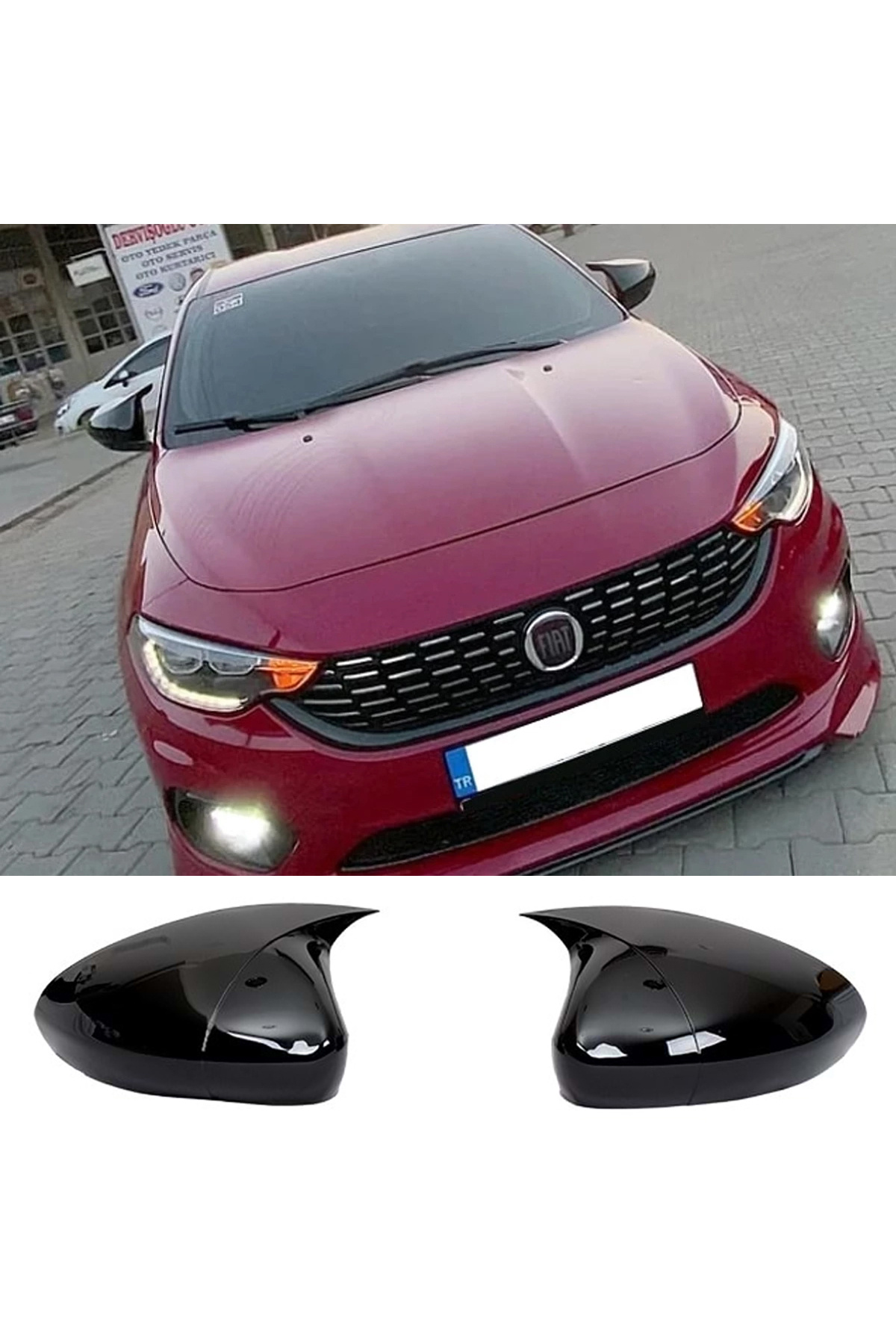 AkmTuning Fiat Egea Batman Yarasa Ayna Kapağı Parlak Siyah ABS 2015 2016 2017 2018 2019 2020 2021 2022 2023