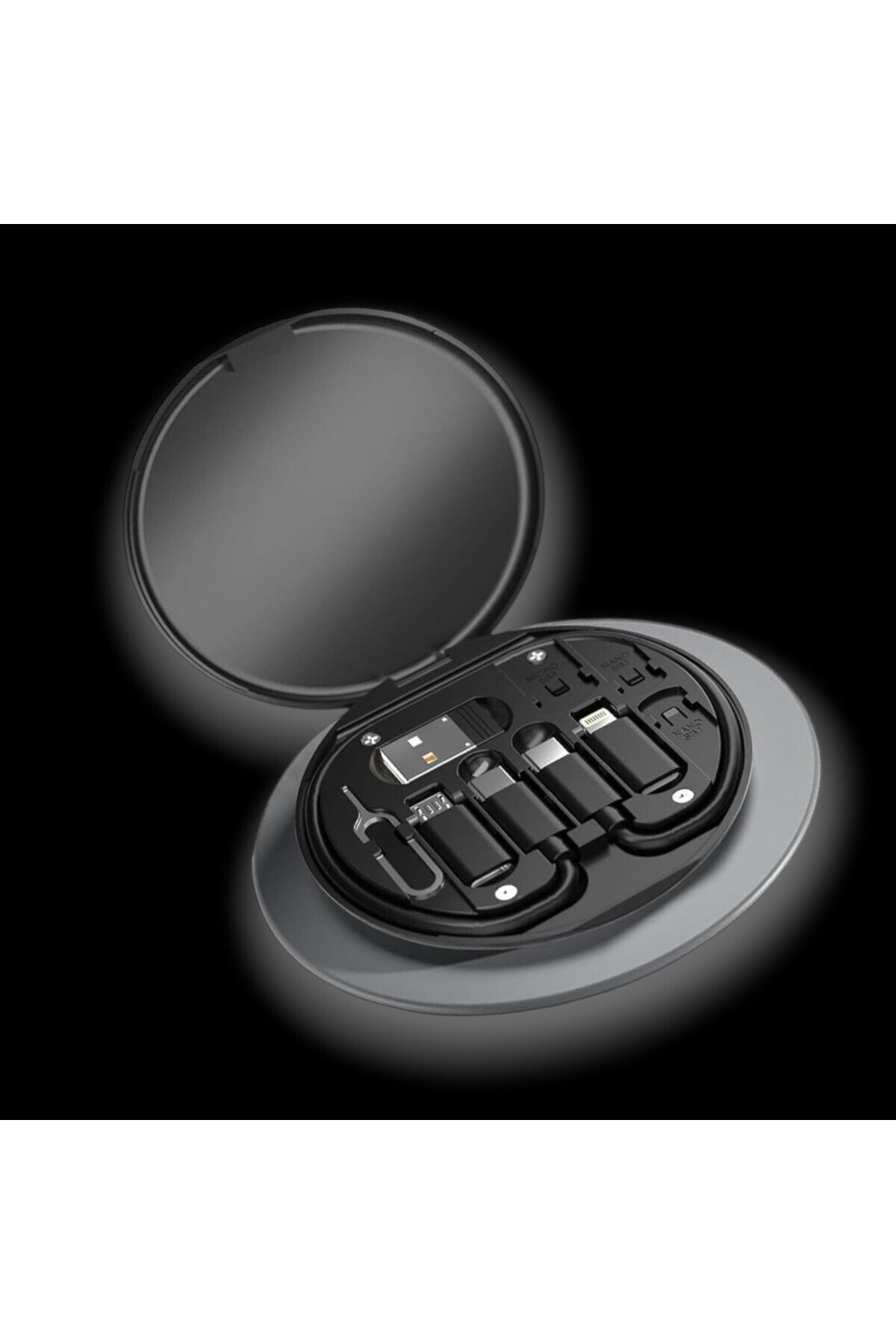 Tek-İş 1 Adet 60W Hızlı Şarj Çoklu USB Kablo Seti – Type C, Lightning, Micro Uyumlu, Telefon Standlı