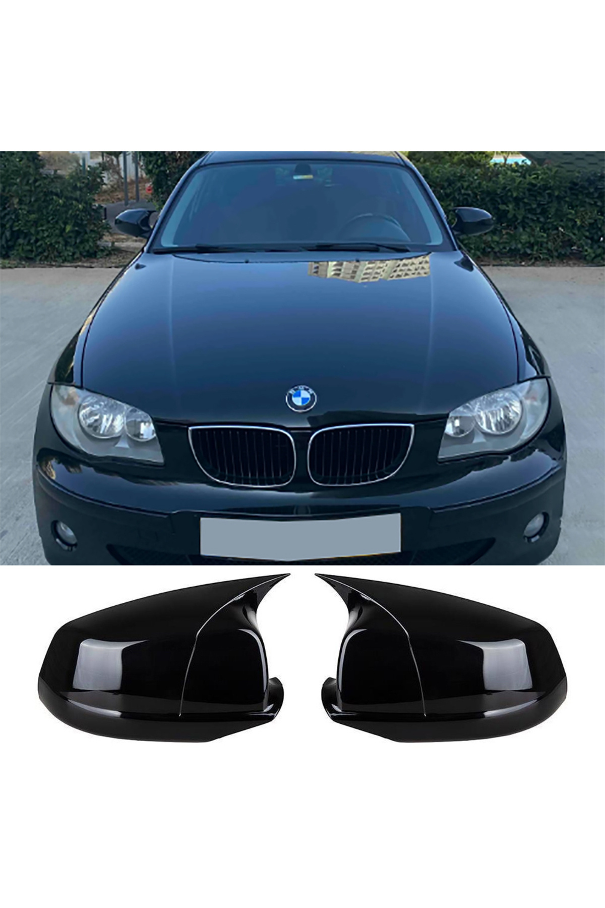 AkmTuning Bmw E87 Batman Yarasa Ayna Kapağı Piano Black ABS 2004 2005 2006 2007 2008 2009